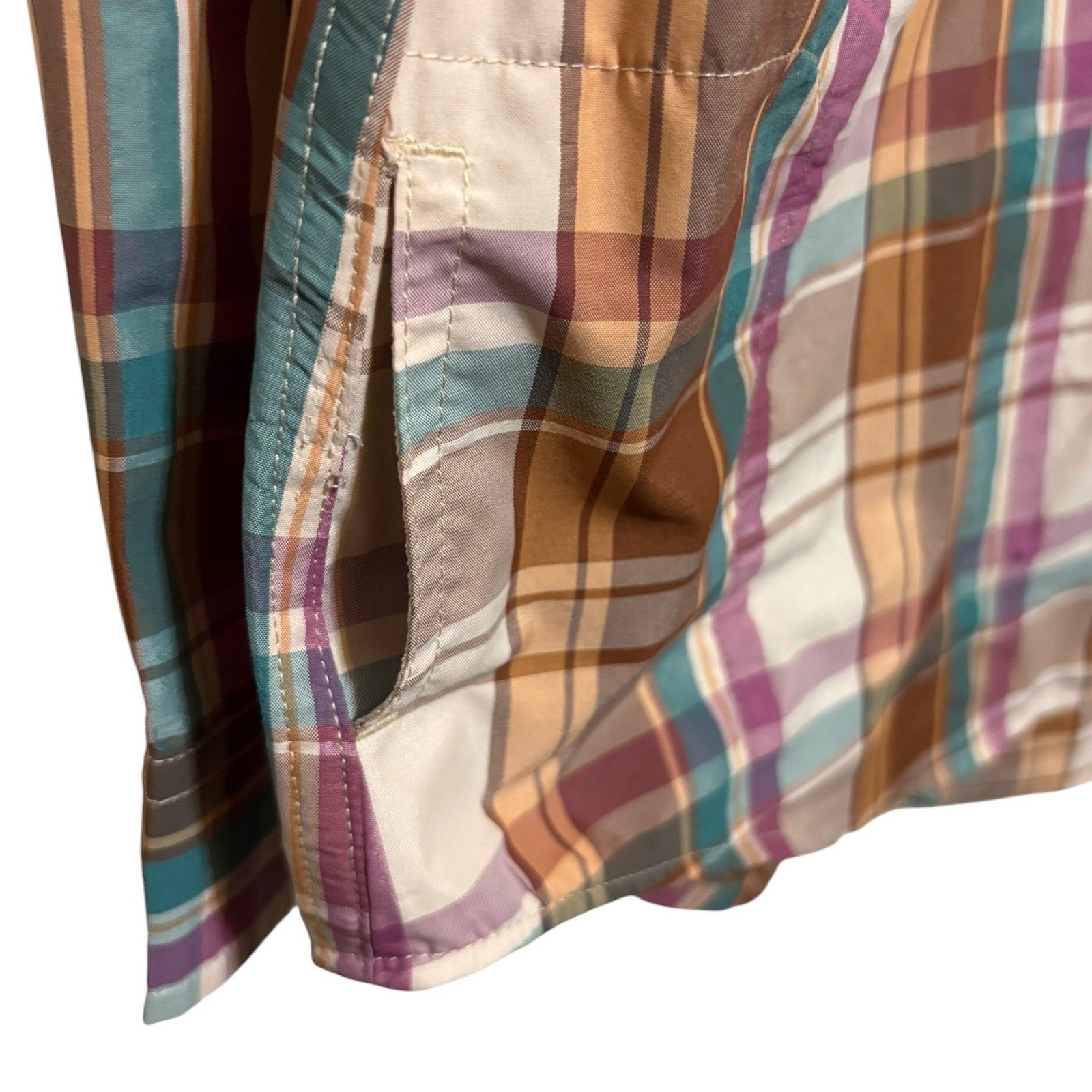 Eddie Bauer Womens Classic Fit Plaid Performance Shirt Gorpcore Utility Large