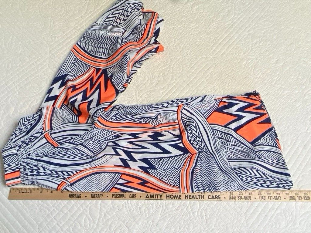 Tracy Negoshian Womens Graphic Shirt Orange Navy Medium