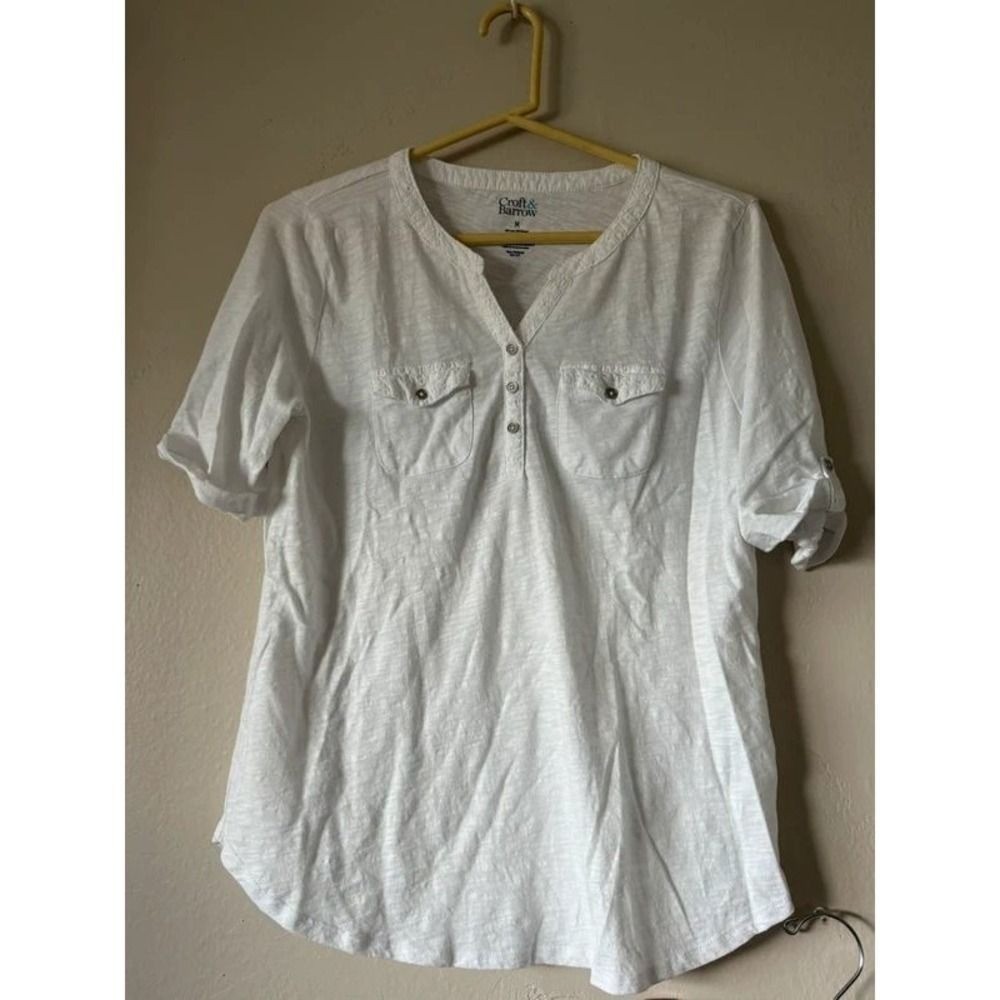 Croft & Barrow White Textured Henley Top