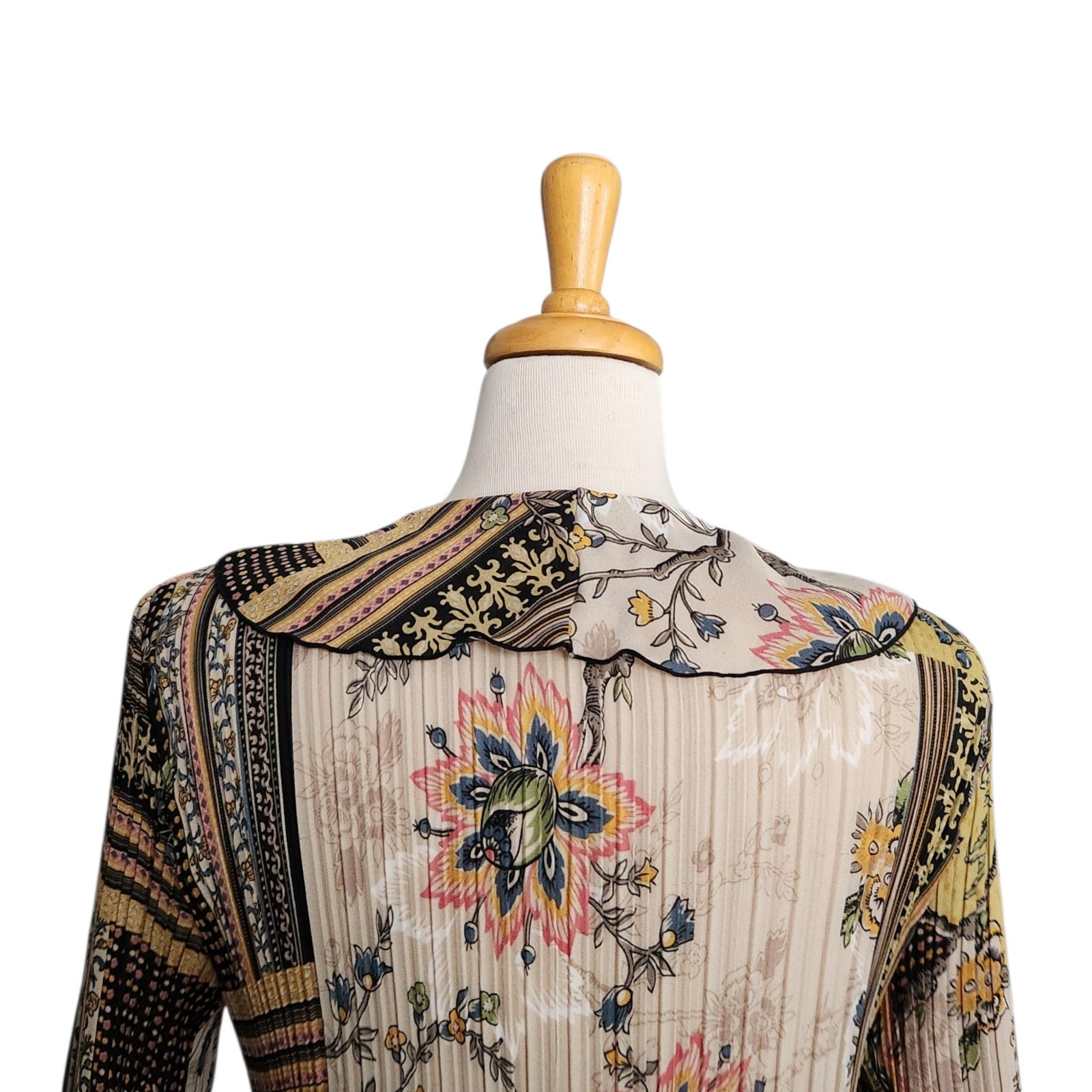 Vintage Boho Signature by Larry Levine Floral Geometric Ruffle Blouse Women’s L