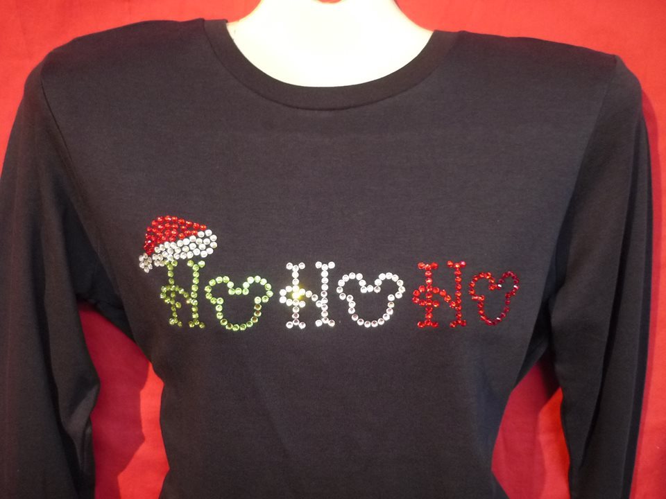 Mickey Mouse Christmas Ho Ho Ho Disney Crystal Rhinestone Shir S M L XL 1X 2X 3X