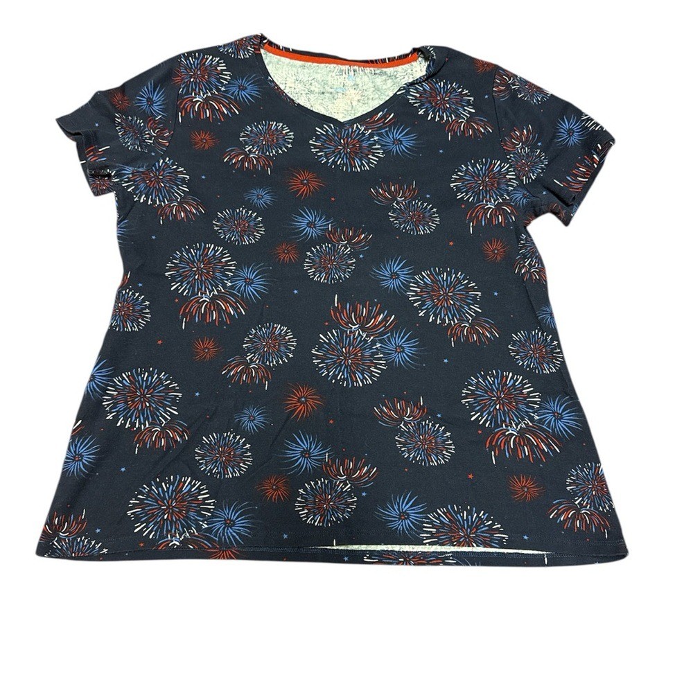 Croft & Barrow The Classic Tee American Fireworks Print T-Shirt XL 100% Cotton