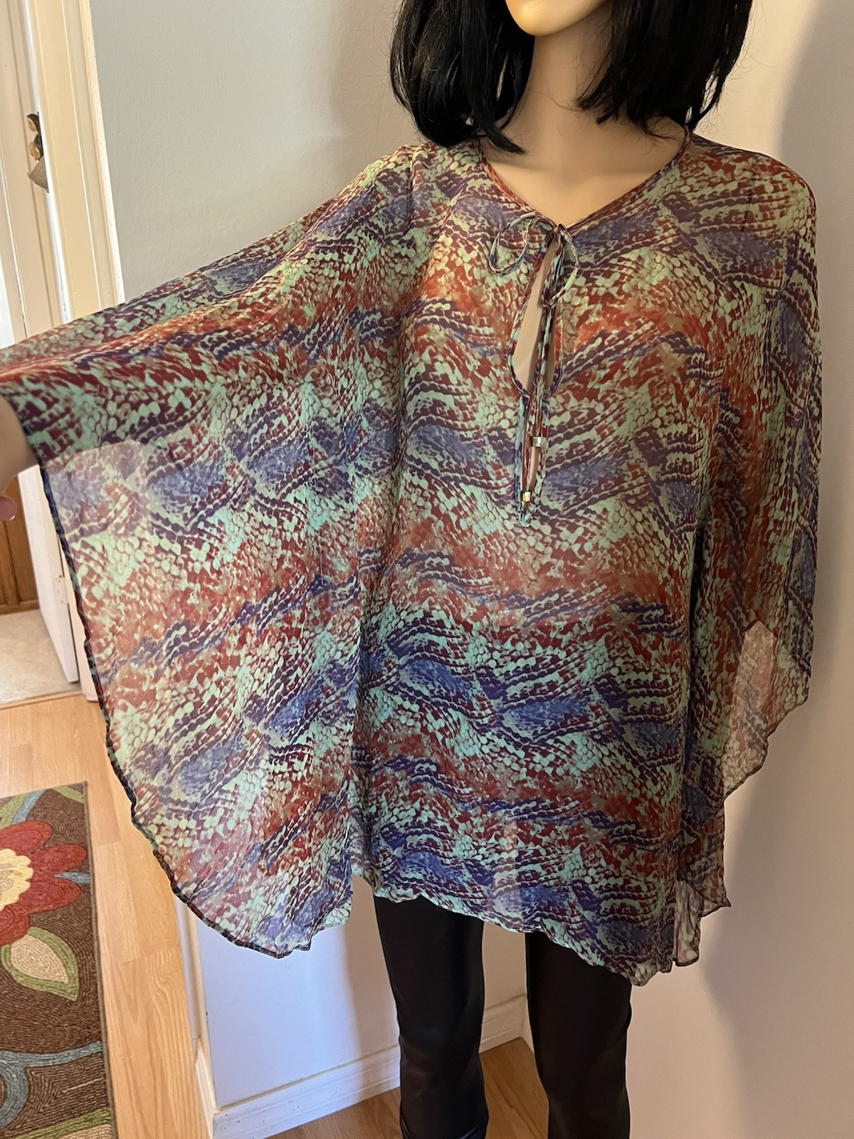 VIX By Paula Hermanny Colorful Snake Print Silk Organza Tunic Sz Medium