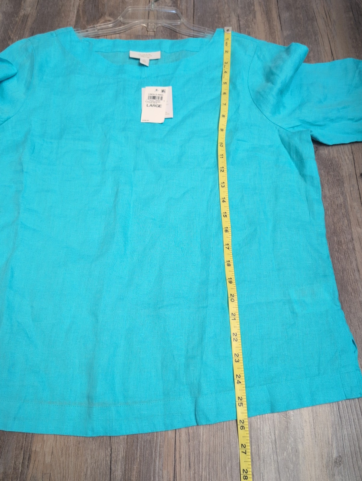 NWT 100% Linen Top Charter Club Women Large Turquoise Blue Beachy Luxury