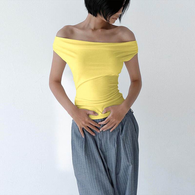 Women Sleeveless Soild Sexy Off Shoulder Slim Tee Summer Backless BowTie T-shirt