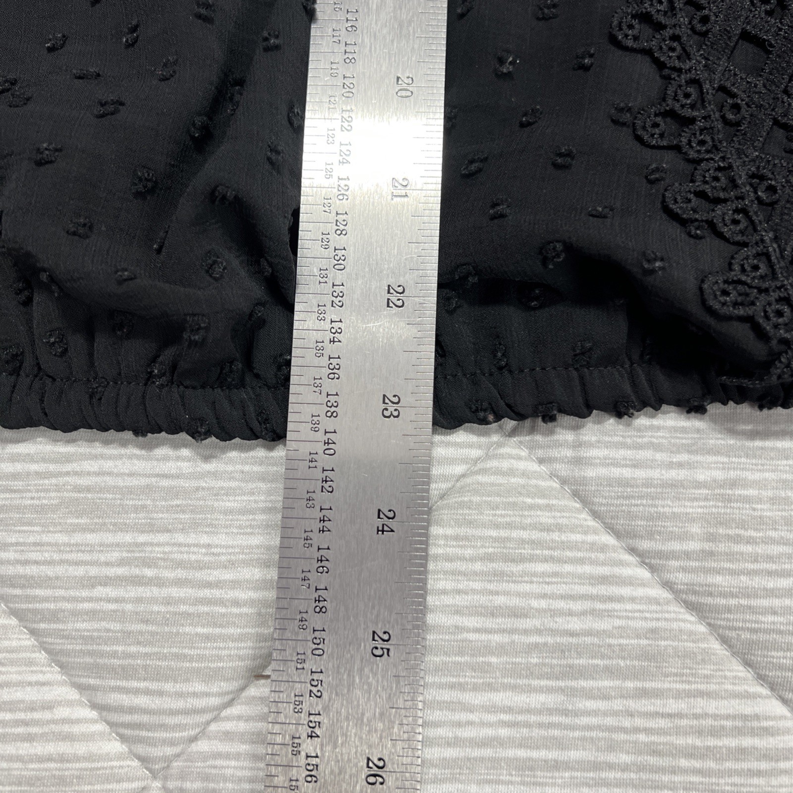 Miss Sparkling Top Shirt Womens Large Black Lace Back Sheer V-Neck Textured