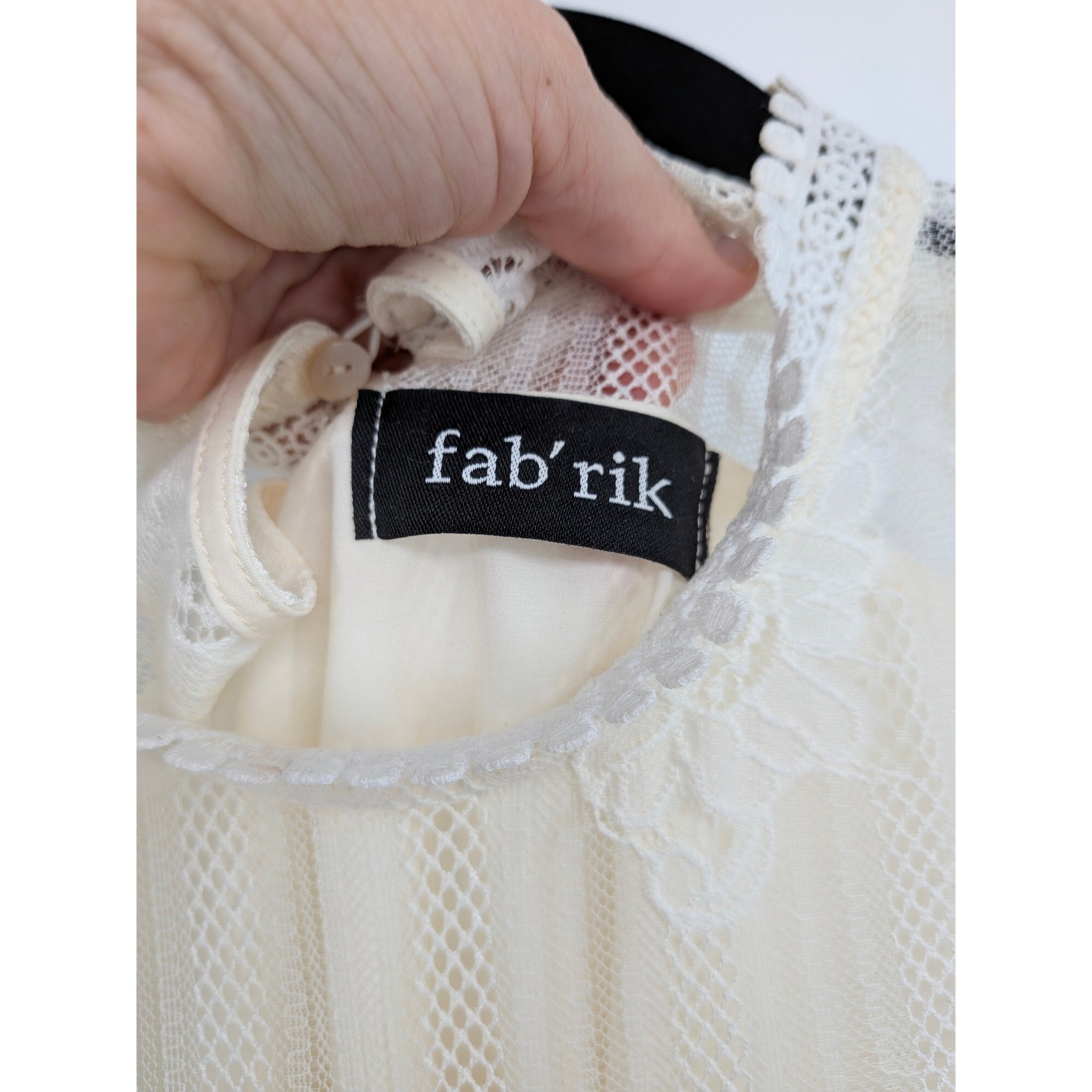 Lace Boho Blouse Womens Medium Cream Floral Sheer Top Coquette Cottagecore Bride