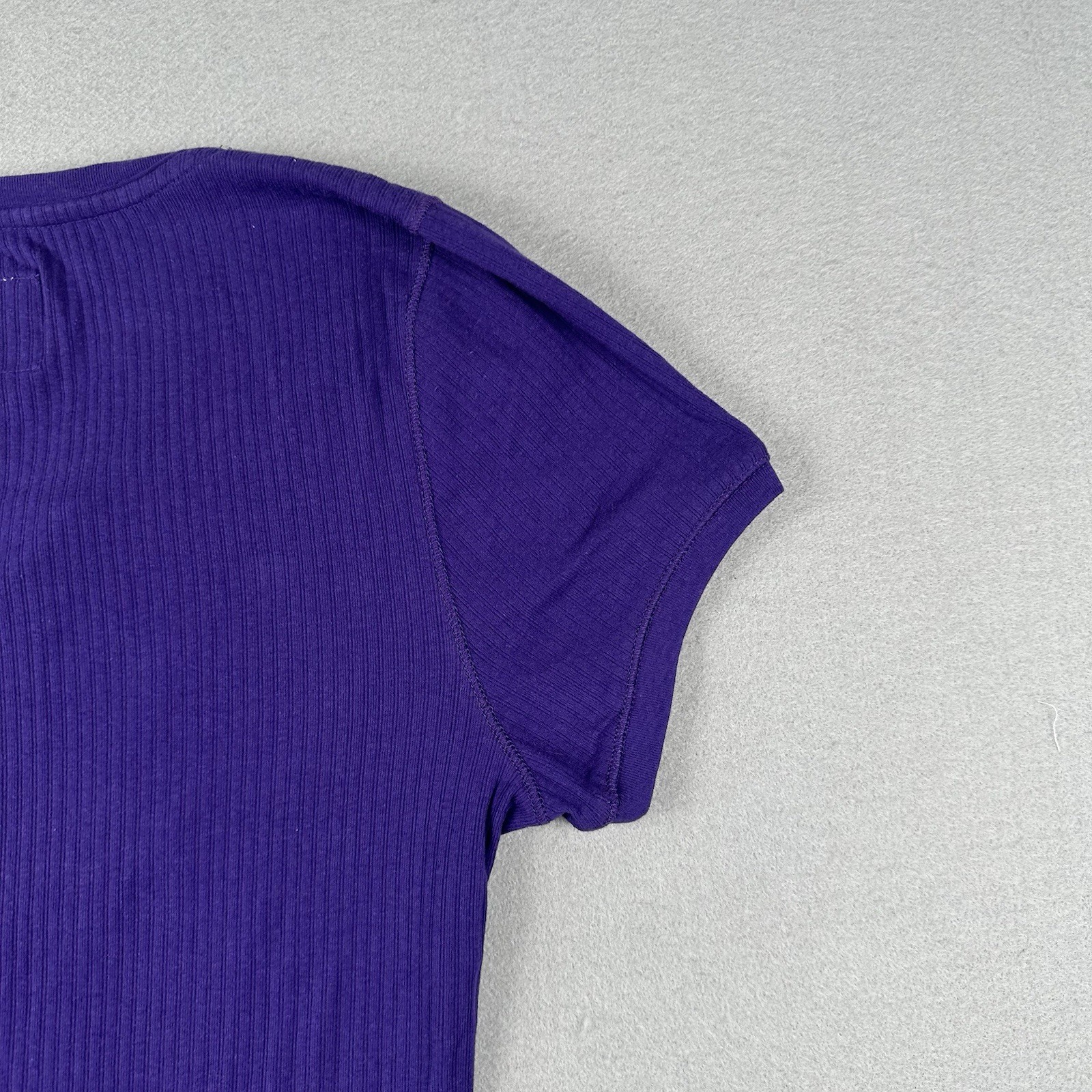 Y2K Aeropostale Ribbed Henley Short Sleeve Shirt Women’s 2XL Purple Stretch Aero