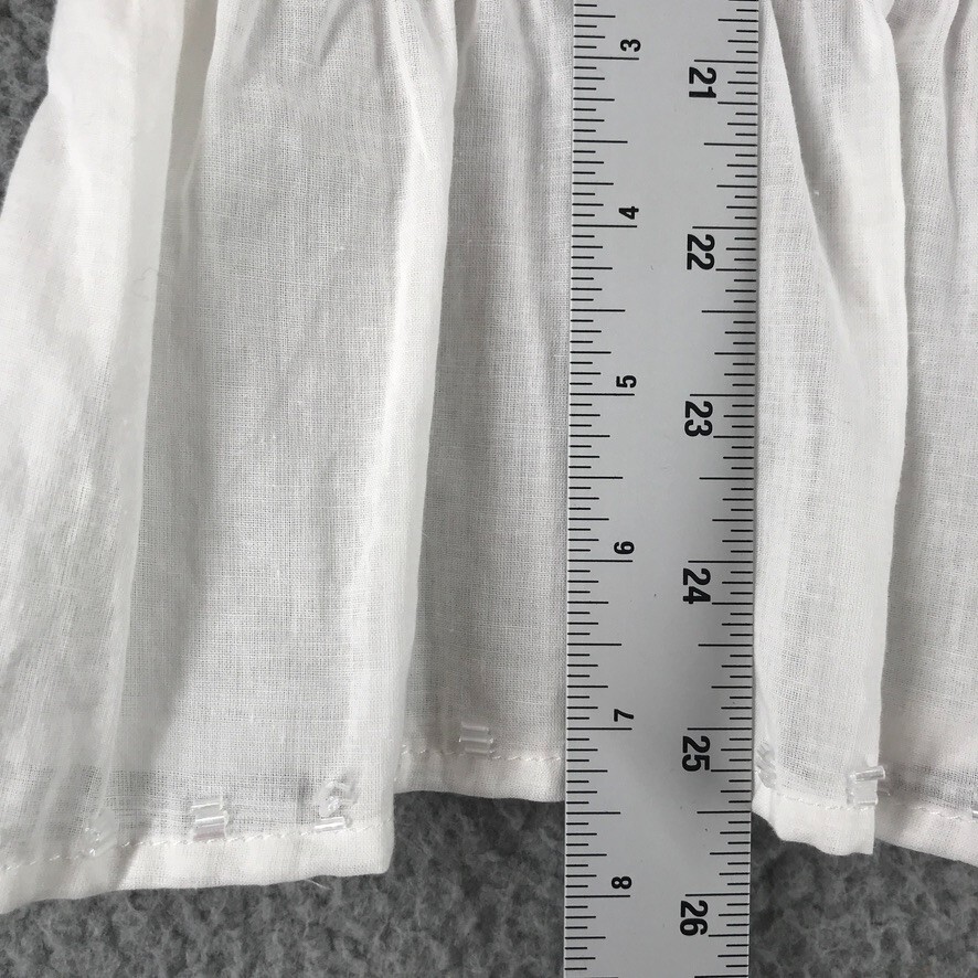 Elena Solano Blouse Women Size L Sheer Embellished Elastic Waist Ivory