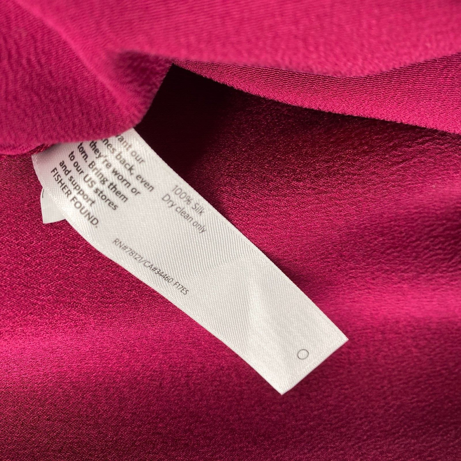 EILEEN FISHER Blouse S Small Silk Satin Crepe Back Top Scoop Neck 3/4 Sleeve Red