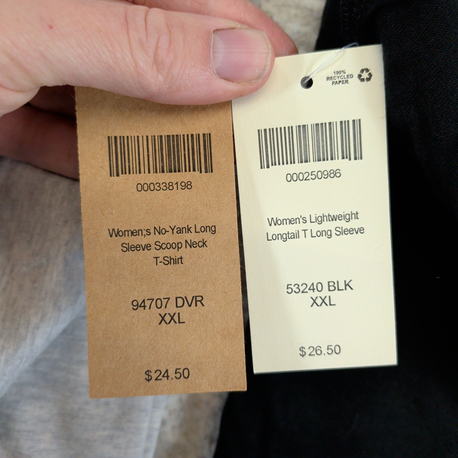 Duluth Trading Co Womens XXL Long Sleeve T-Shirt Lot 2 No-Yank Longtail Bundle