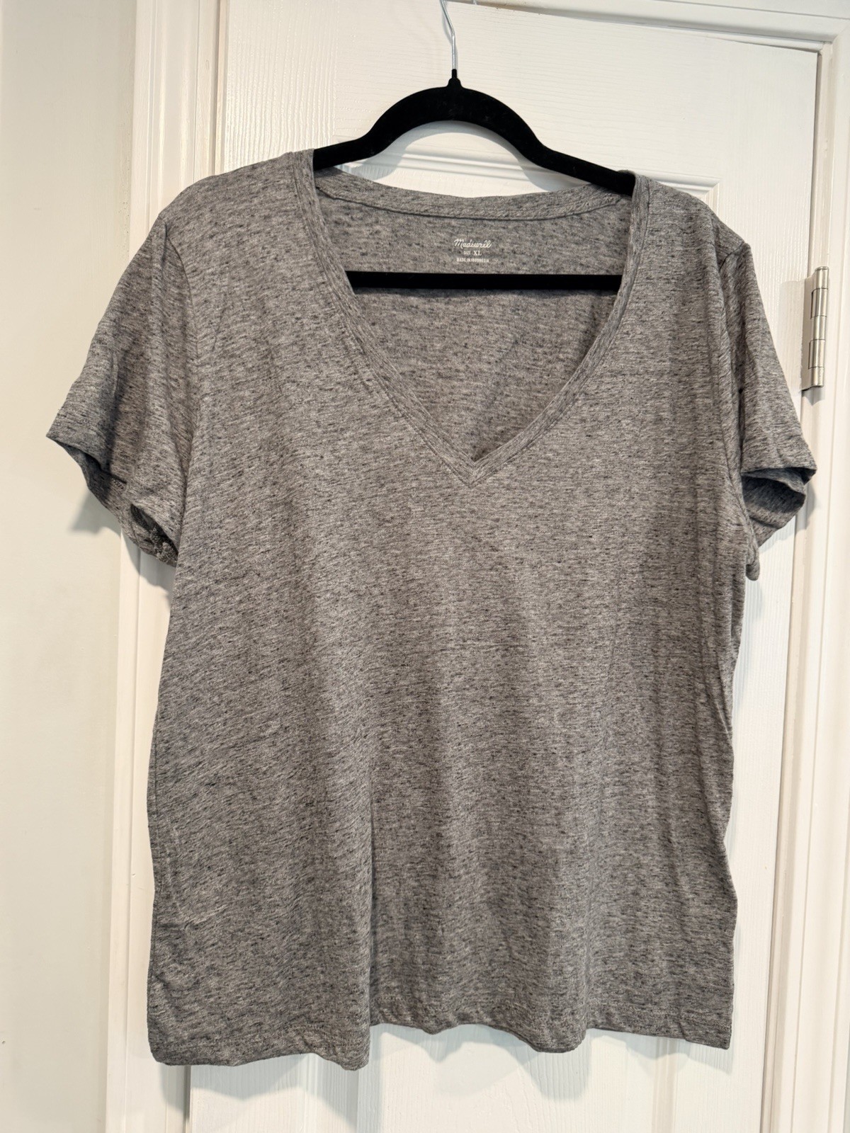 NWOT Madewell Size XL Gray Heather V Neck Short Sleeve Slub Cotton Tee Shirt