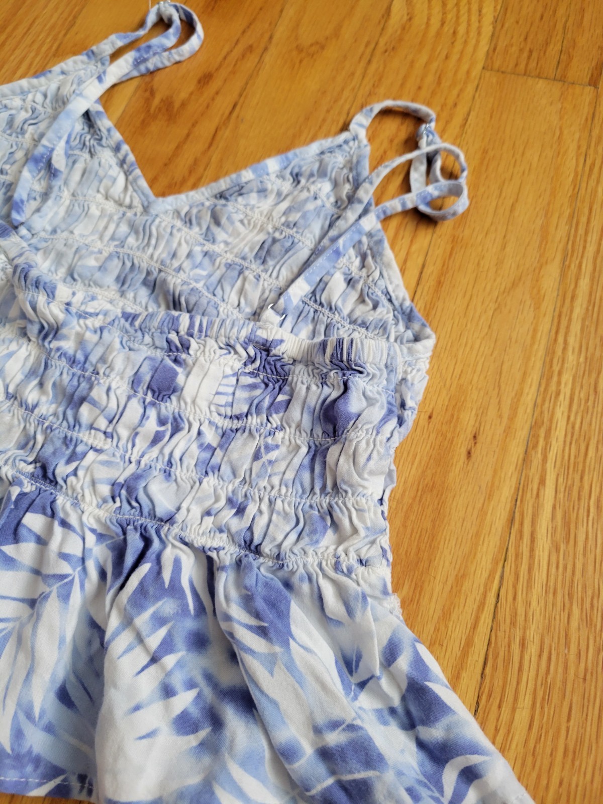 Ocean Drive Blue & White Smocked Camisole Top Women’s Summery Beach Vacation S