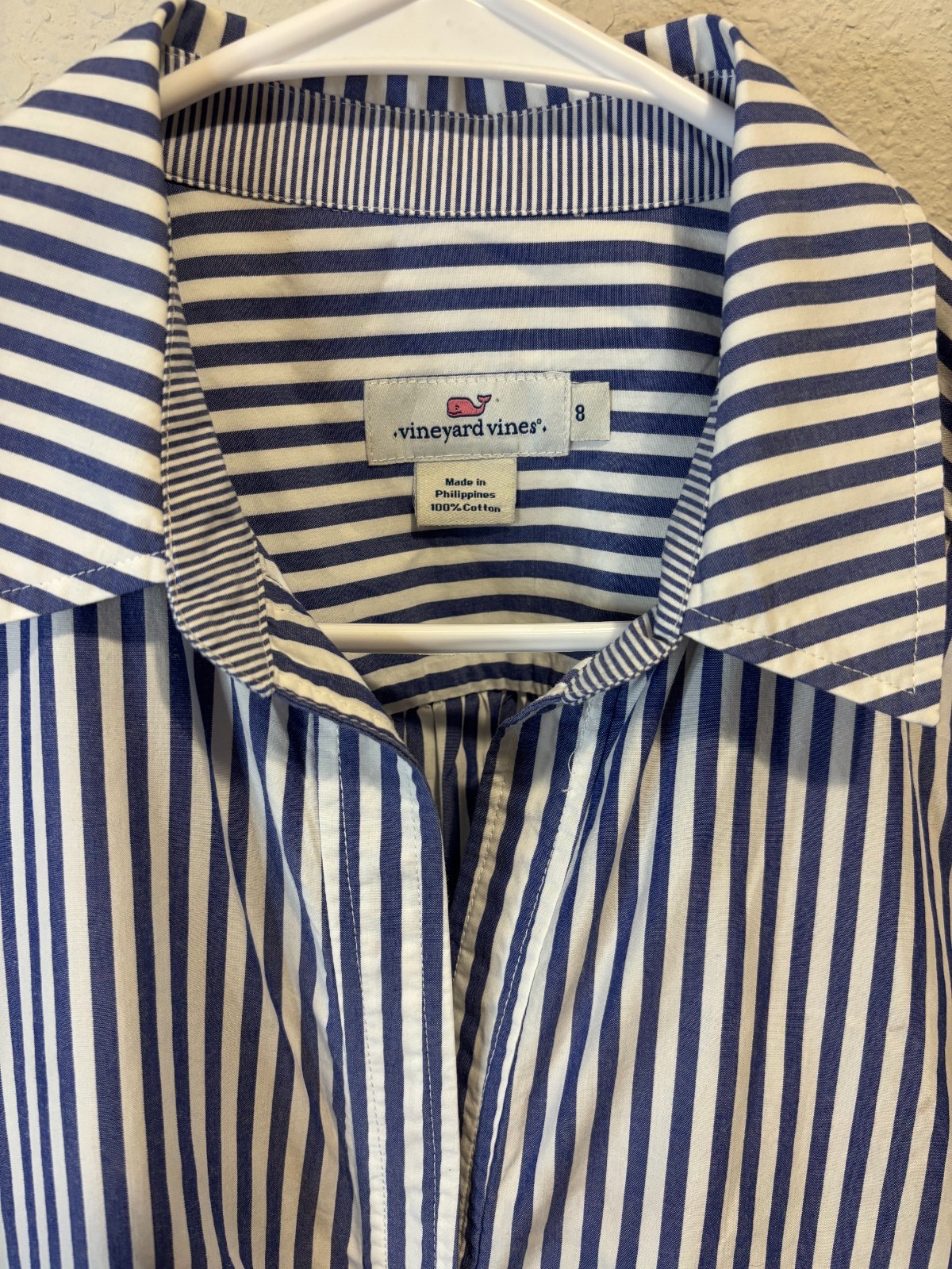 Vinyard Vines Tie Front, Button Down Women’s Top | Blue & White Striped | Classy