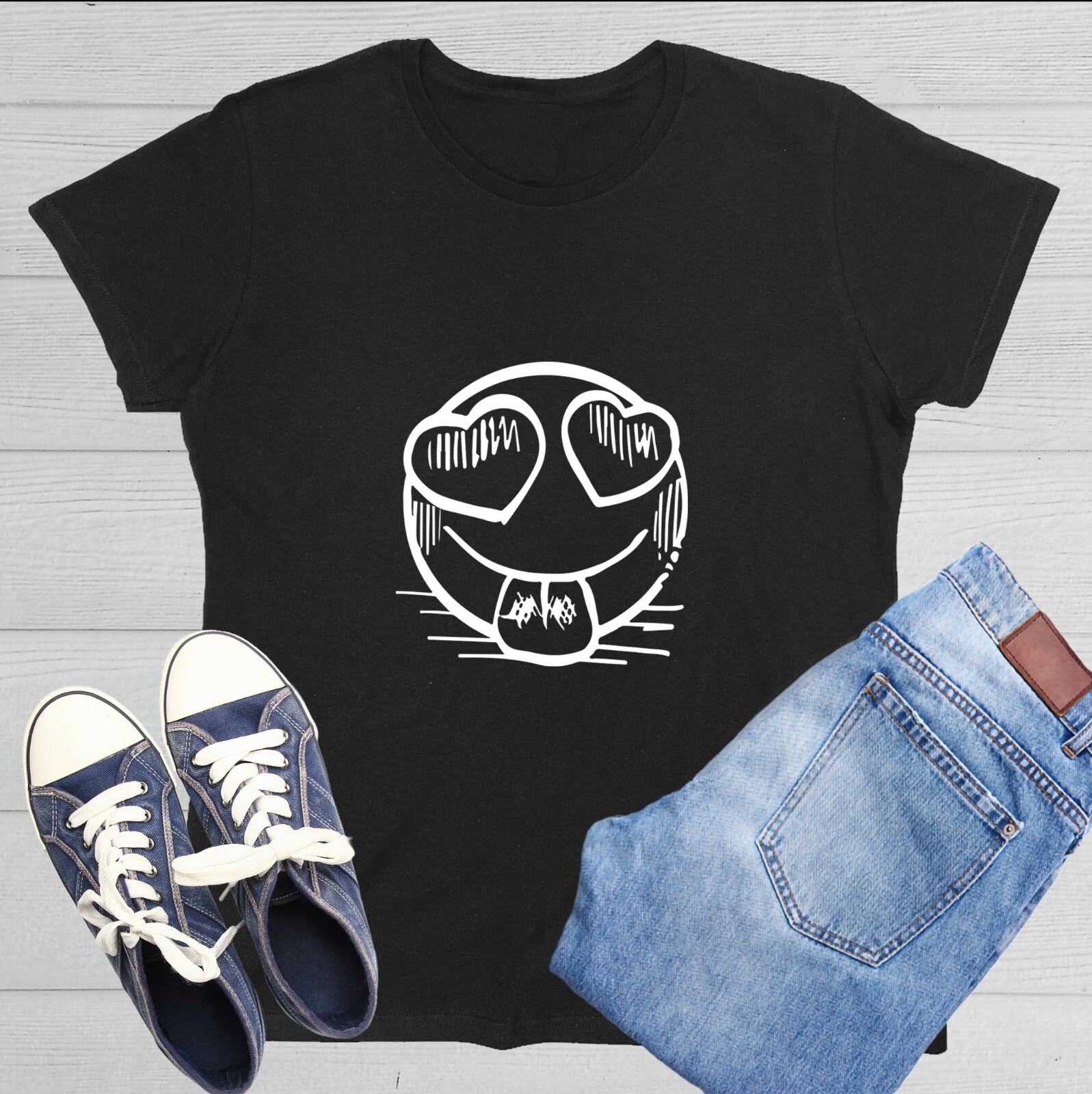 Smile Heart Sarcastic Novelty Graphics Funny Womens T-Shirt