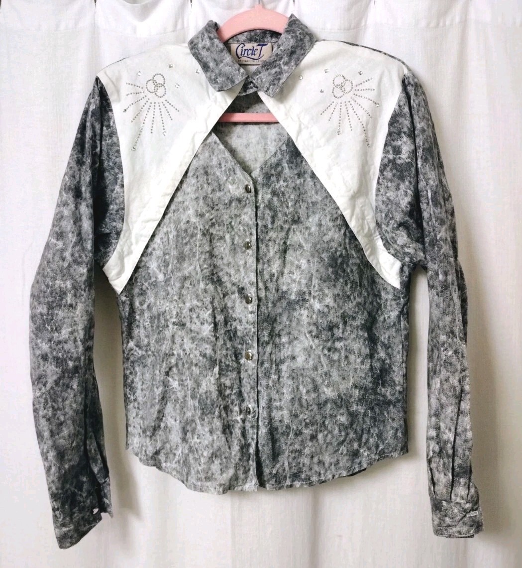 Vintage Circle T Marilyn Lenox Top Size 5 6 Button Front Beaded Keyhole Western