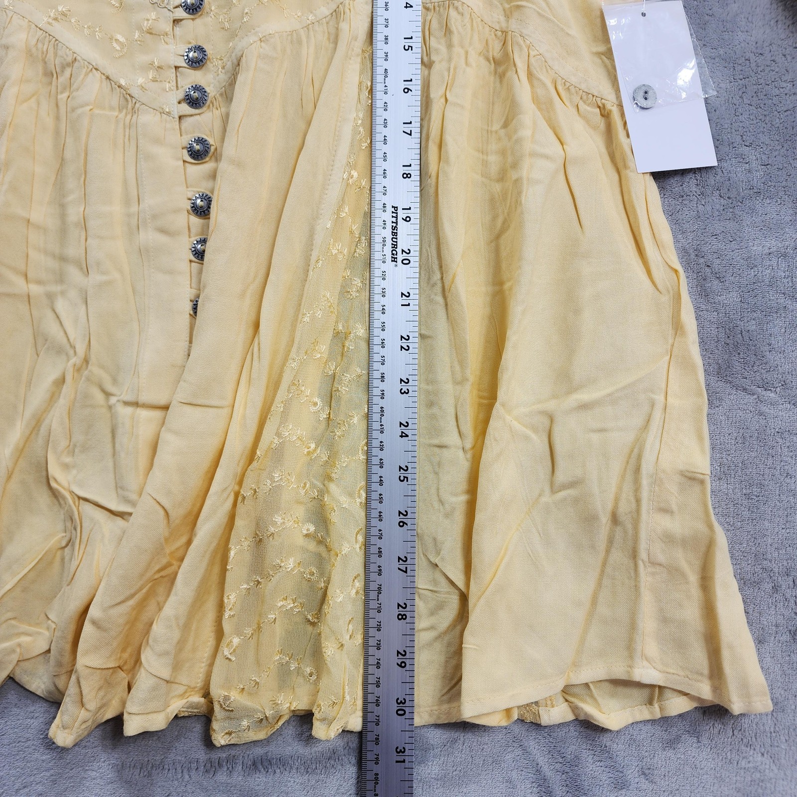 NEW Roaman’s Top Womens 20W Yellow Tunic Ruffled Short Sleeve Tunic Peasant