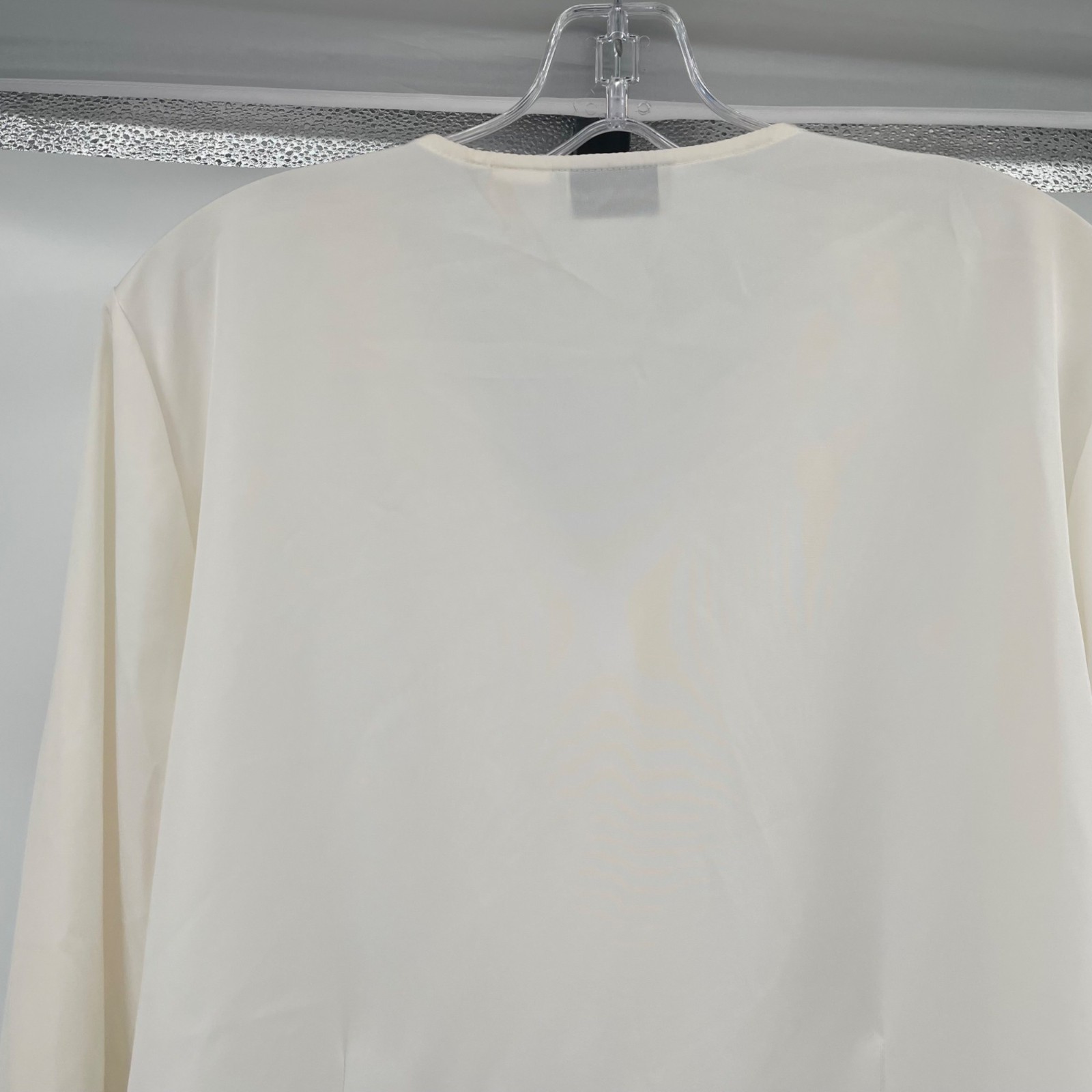 Claudia Richard Sheer Button Up Top Embroidered Long Sleeve Cream Size 14