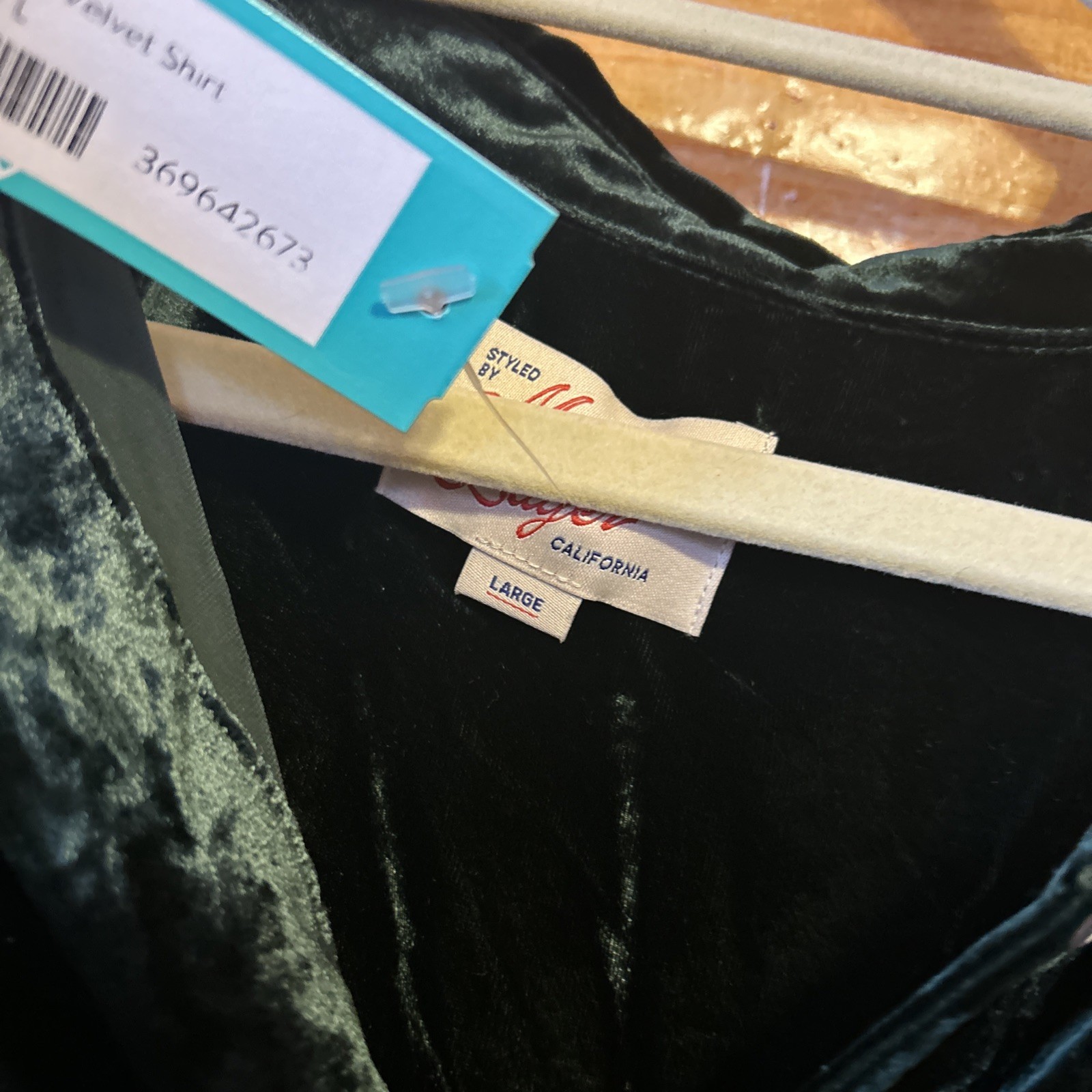 Marine Layer Bella Velvet Button Down In Dark Green Size L