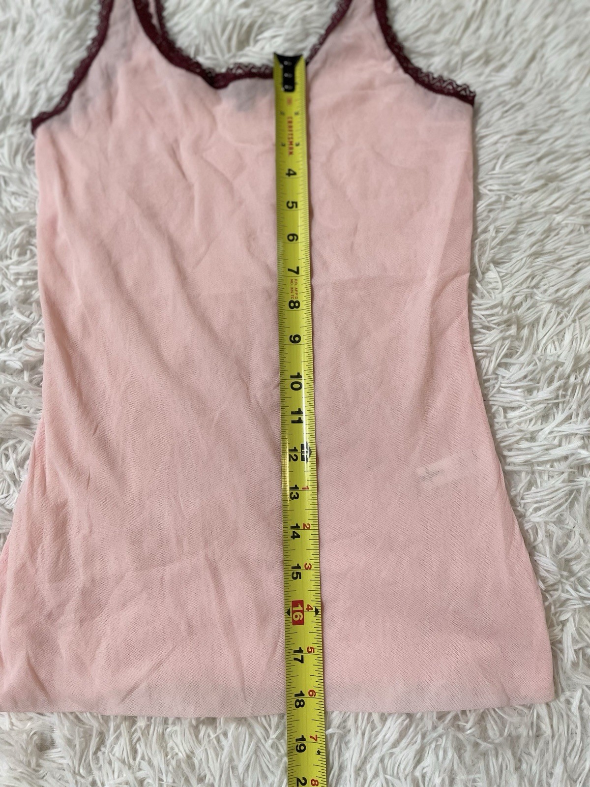 COSABELLA Y2K 90s Fairy Whimsy Luxe Italy Lace Trim Sheer Mesh Cami Tank Pink M
