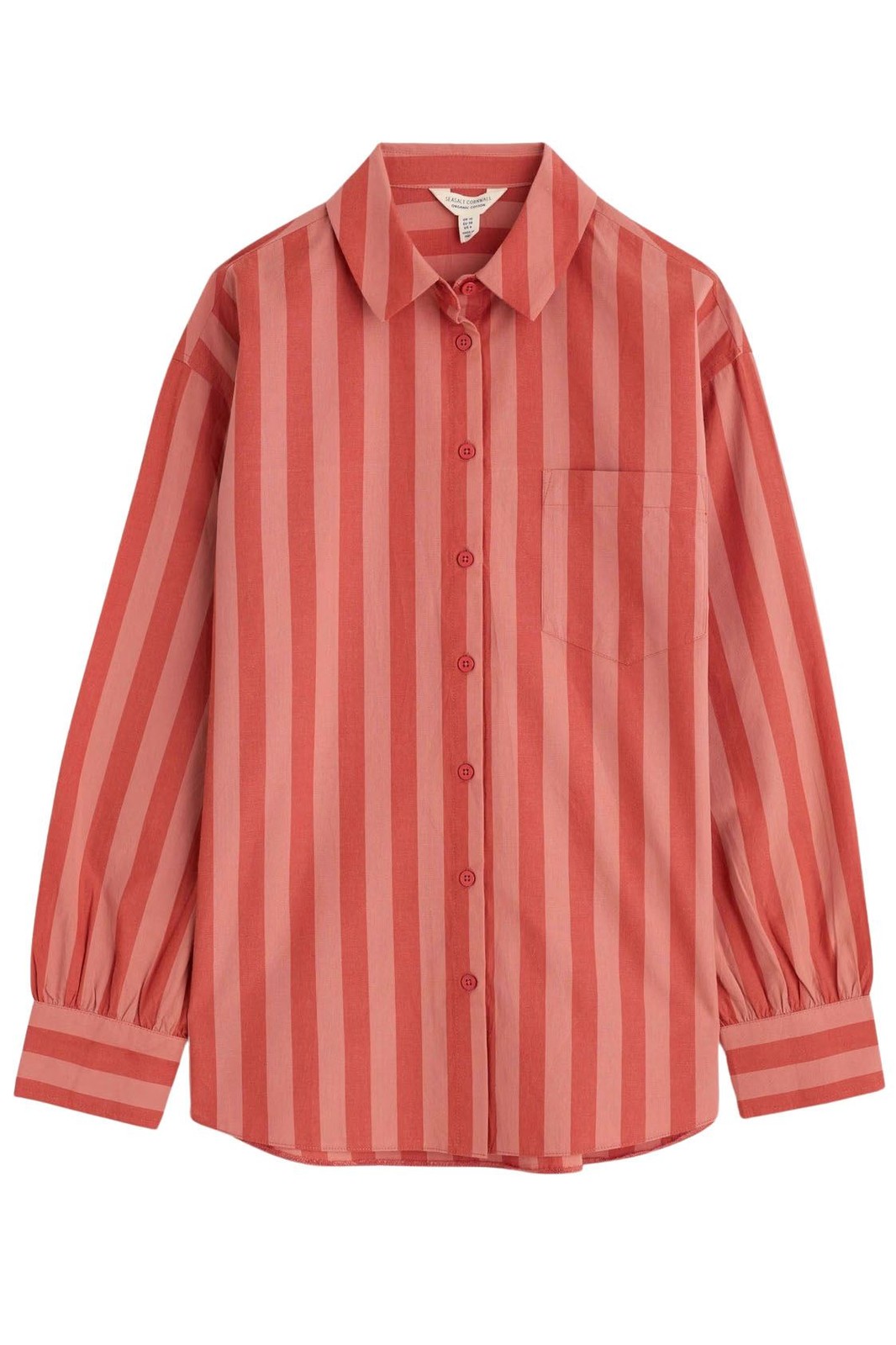 Seasalt Womens Pink Red Striped Shirt Long Raglan Sleeve
