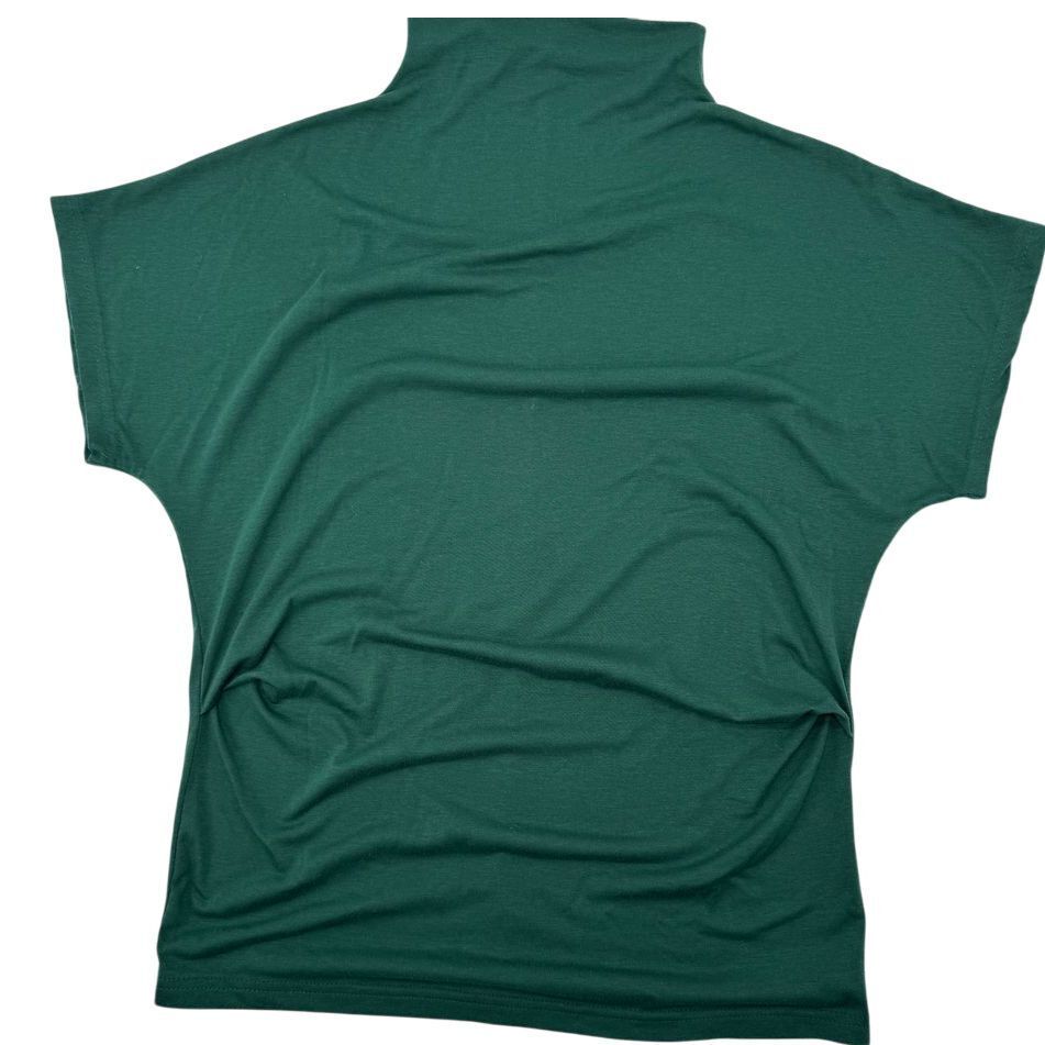 Mock Neck Sleeveless Top Forest Green Blouse