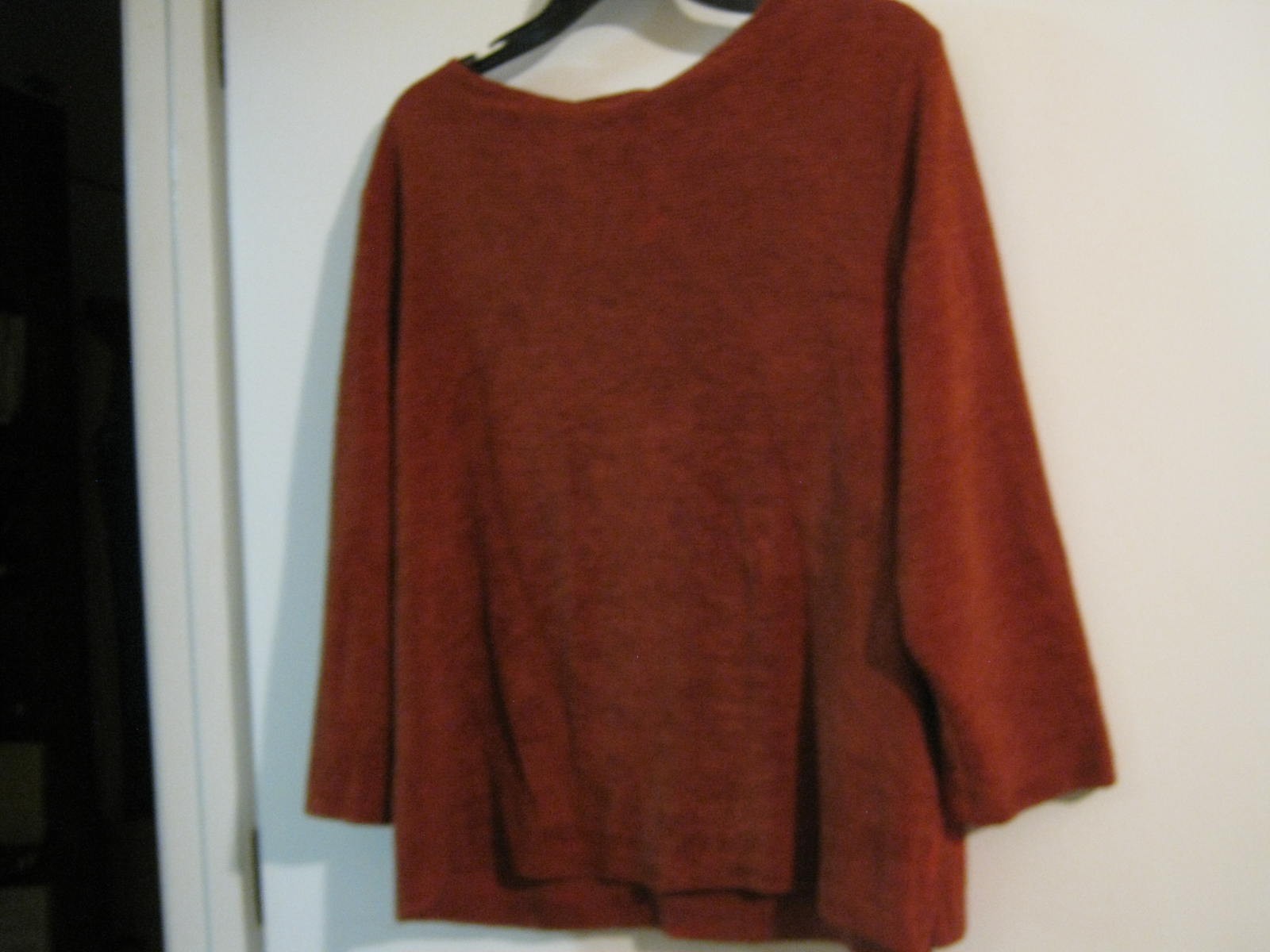 COLDWATER CREEK BURNT ORANGE RIBBED BLOUSE 3/4 Sleeve Pullover Size XL