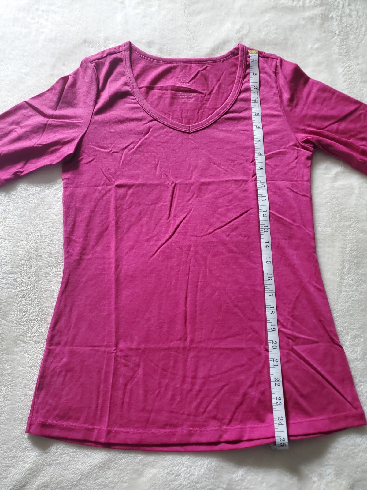 Woolx Layla Merino Wool Blend V Neck Long Sleeve Top Small Berry Punch New