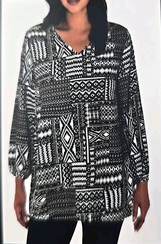 Mario Serrani Womens V-Neck Lightweight Top Black/White Size S/CH