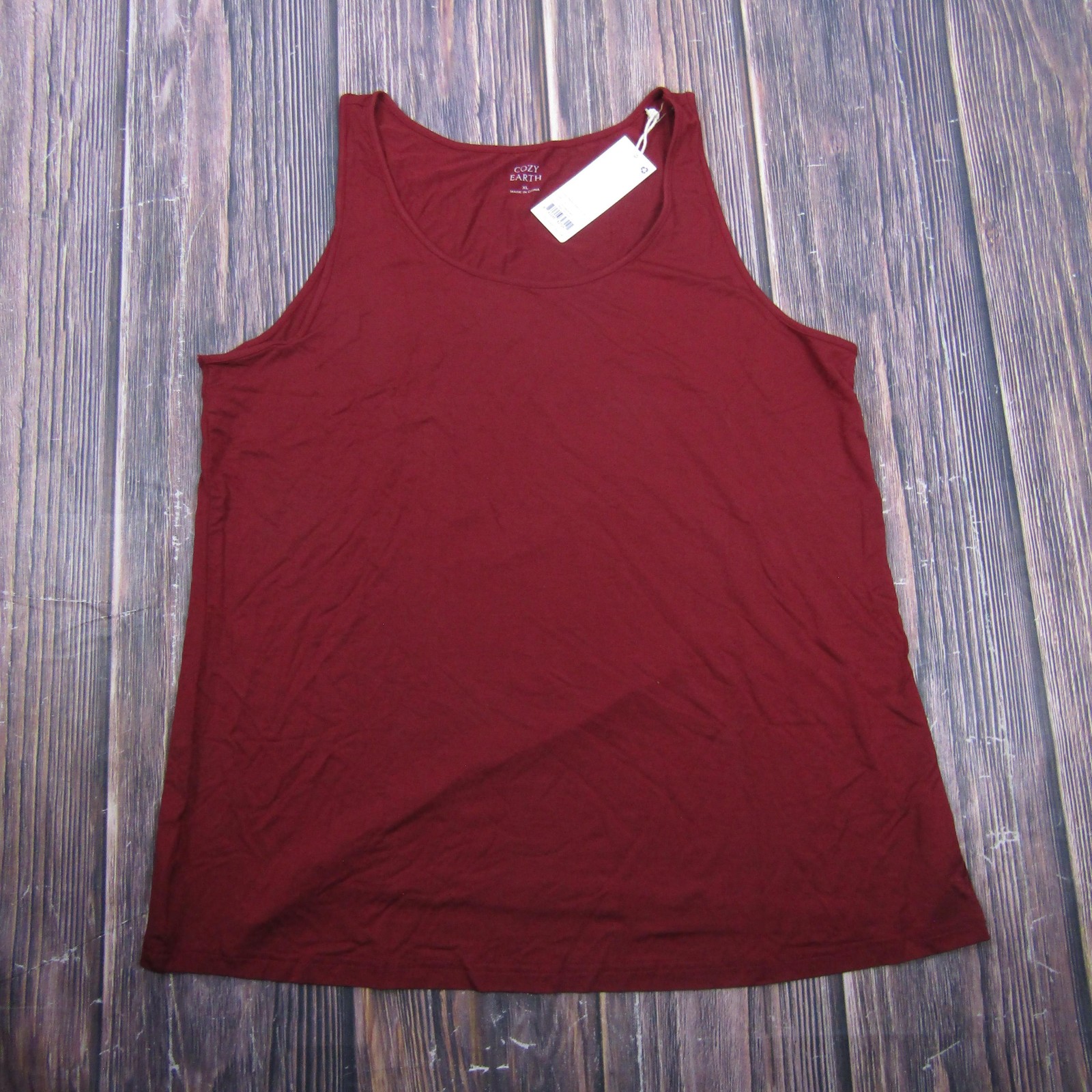 Cozy Earth Tank Top Womens XL Red Scoop Neck Bamboo Stretch Sleep Lounge Soft