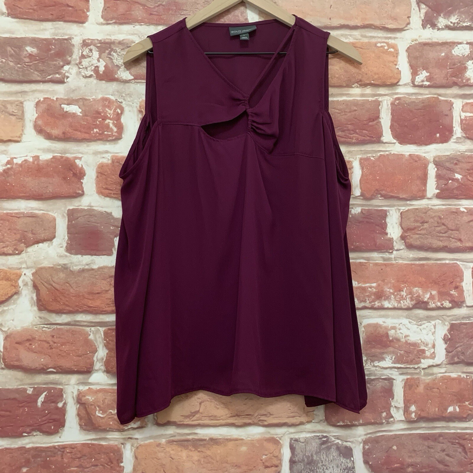Bold Elements Top Shirt Womens Large Dark Purple Casual Sleeveless Popover
