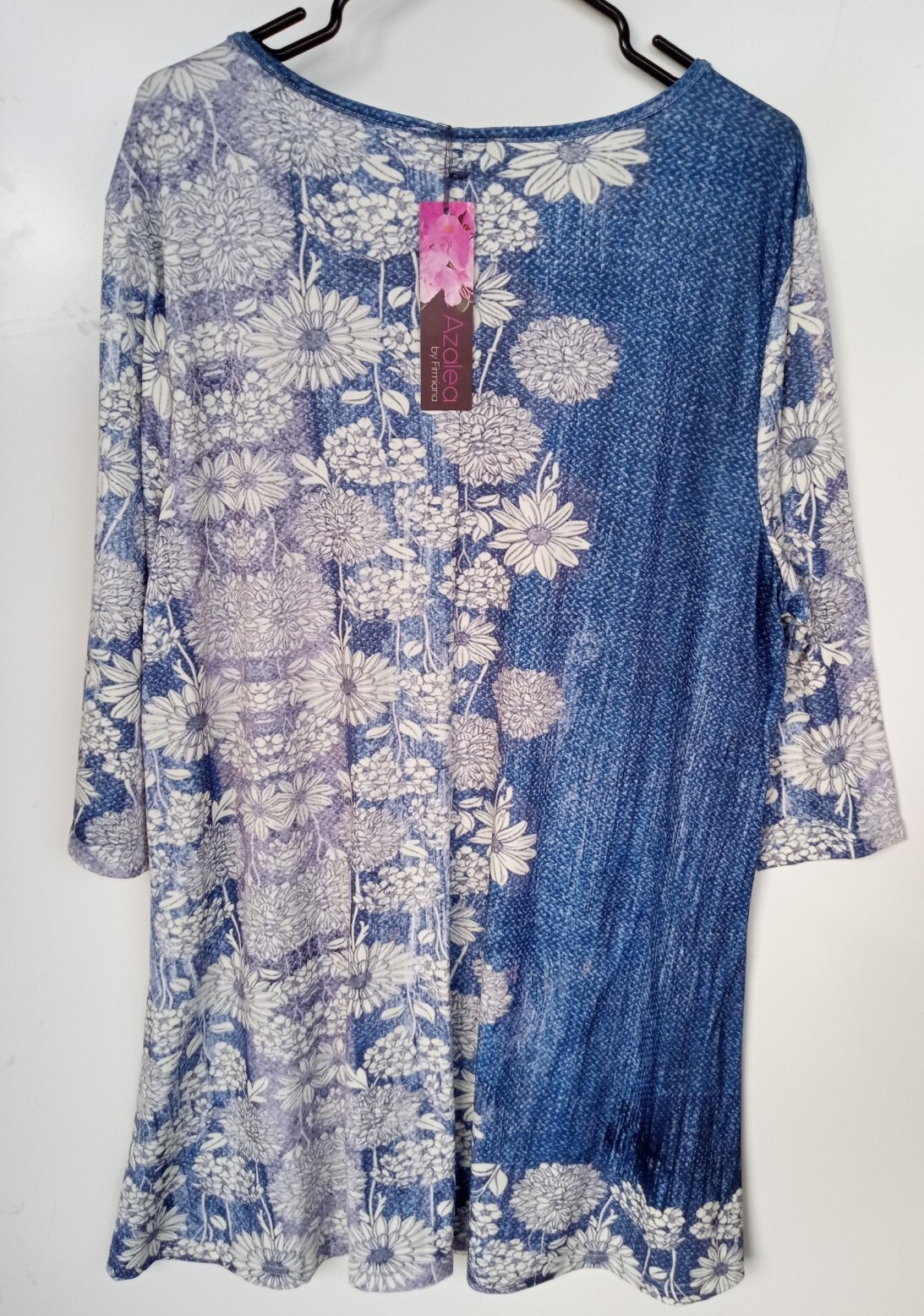 AZALEA by Firmiana Blue Flowers 1/2 Sleeve Women’s Soft Shirt Blouse 2X
