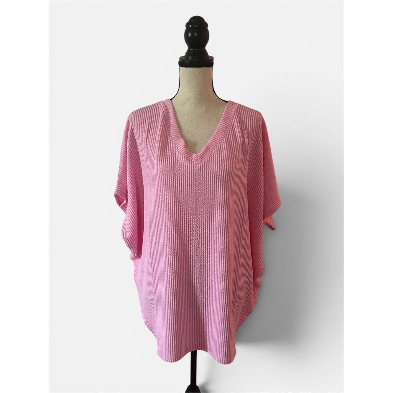 Zenana Candy Pink Raised Rib Top – 1x/2x