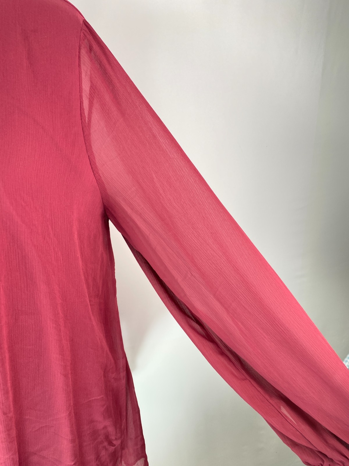 Soft Surroundings Sz XL Toggle Buttons Burgundy Sheer Overlay Blouse High Low