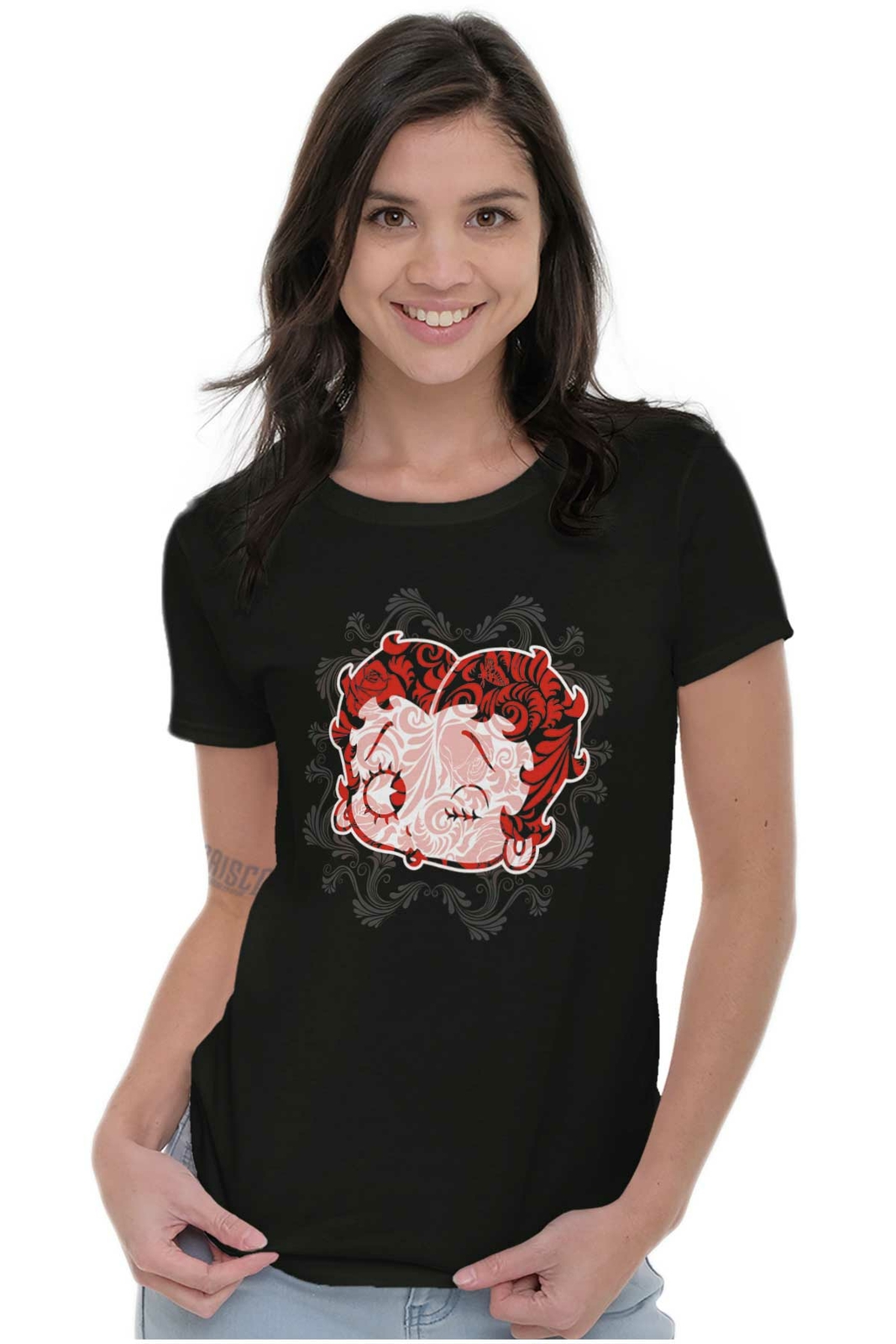 Betty Boop Cartoon Cute Wink and Kiss Face Graphic T Shirts for Women T-Shirts