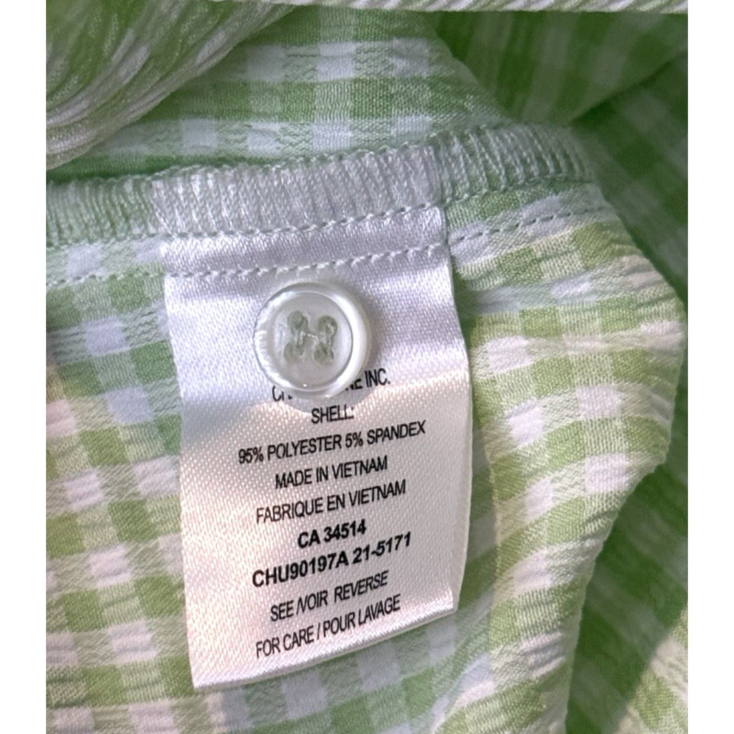Sleeveless Shirt Small Lime White Plaid Tank Picnic Travel Comfort Beachy