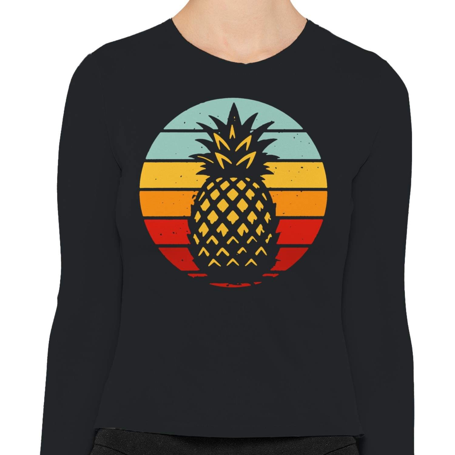 Vintage Women’s Long Sleeve Retro Sunset Pineapple