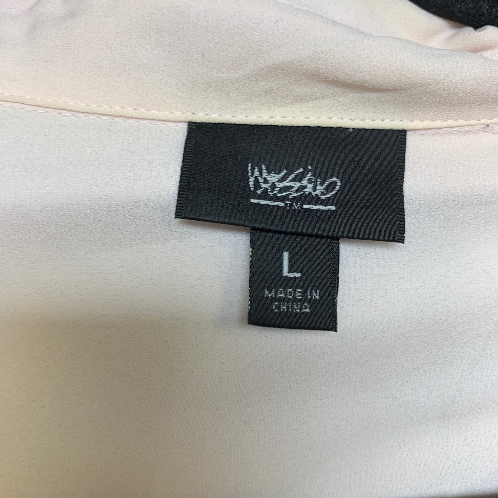 Mossimo Shirt Womens Large Pink Regular Fit Casual Pleated Long Sleeve Button Up