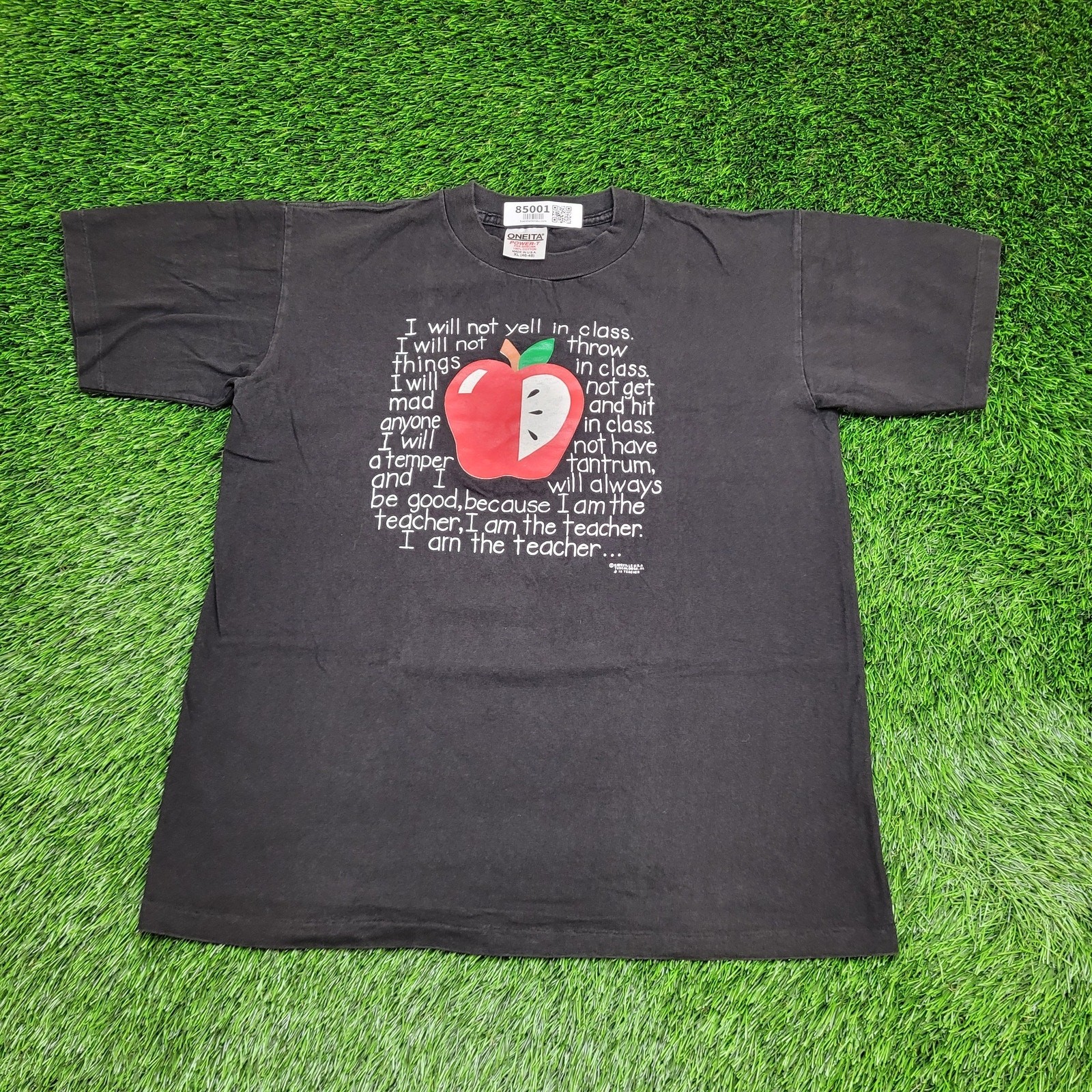 Vintage 90s Funny Teacher Shirt Womens XL 22×25 Humor Black