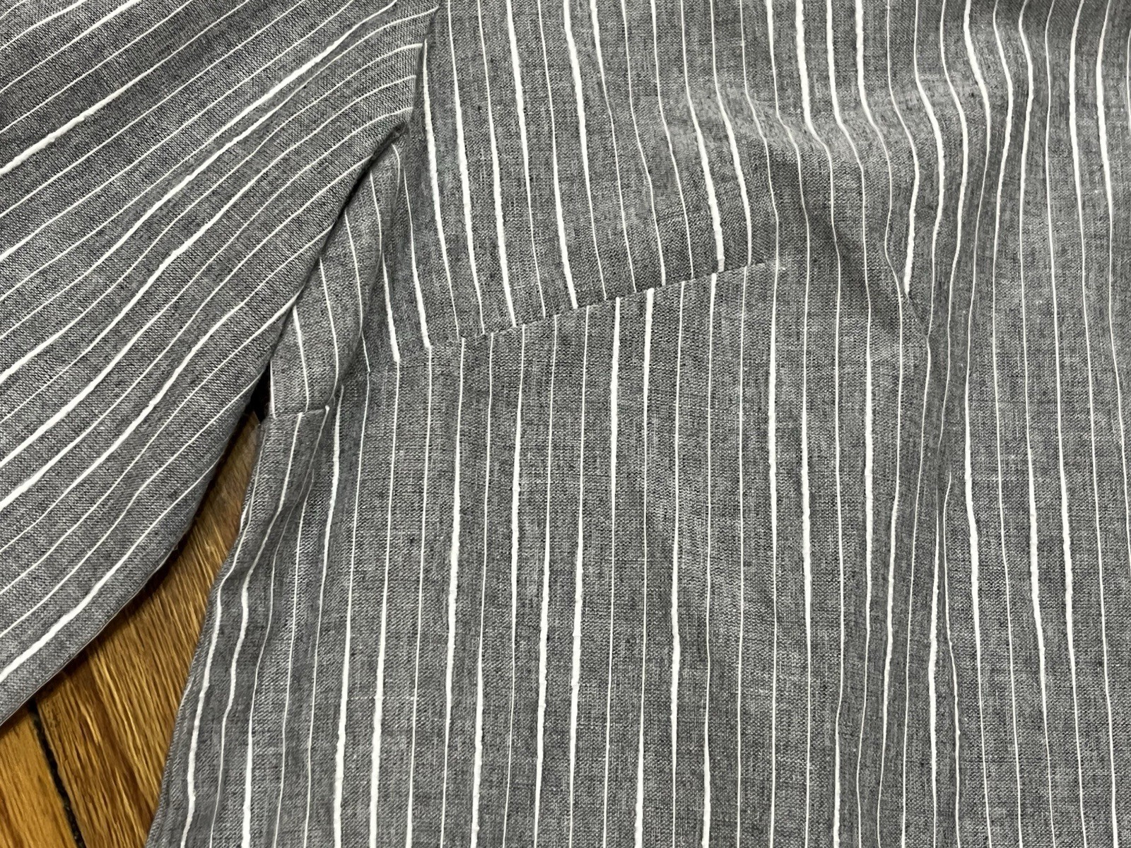 Promesa Gray and White Striped 3/4 Sleeve Cotton Blouse Top Women’s L