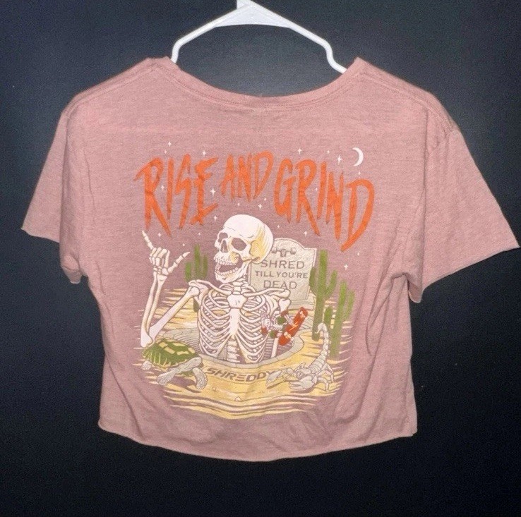Women’s Next Level Apparel Rise And Grind Shred Till You’re Dead Crop Top Sz:M
