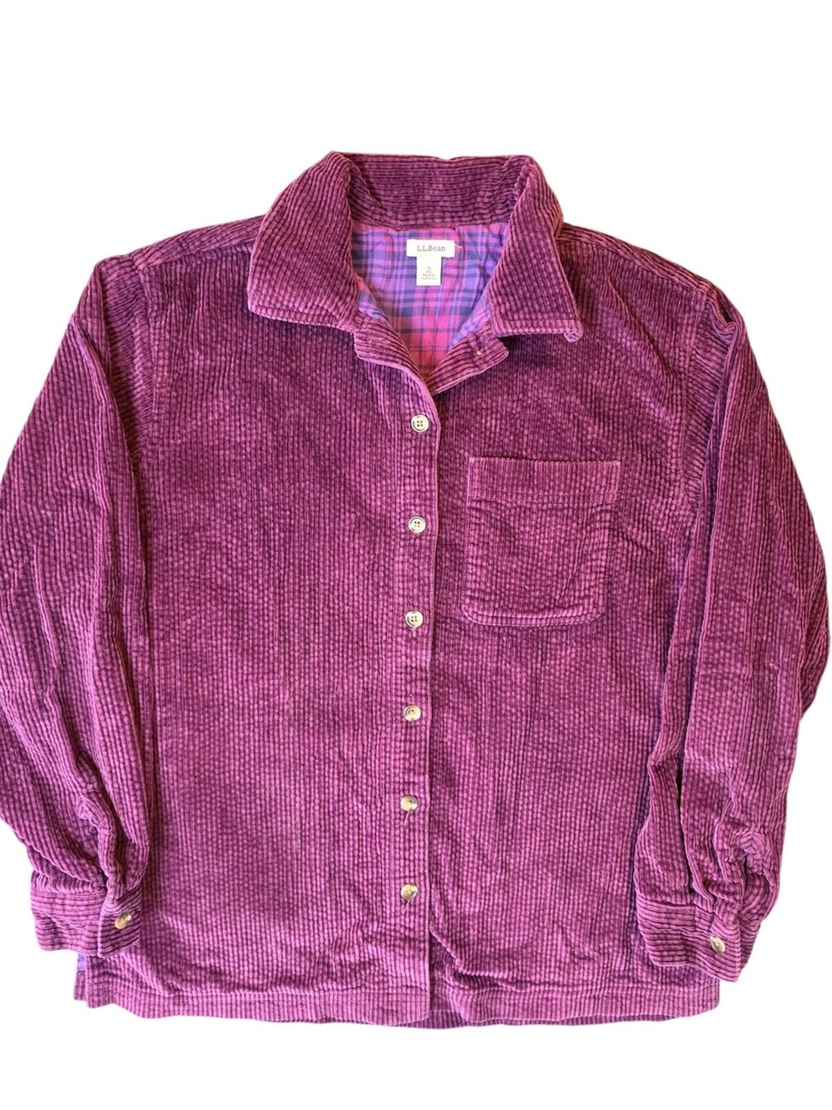 L.L. Bean Womans Corduroy Shirt Jacket Small Purple Outdoor Nature Gorpcore