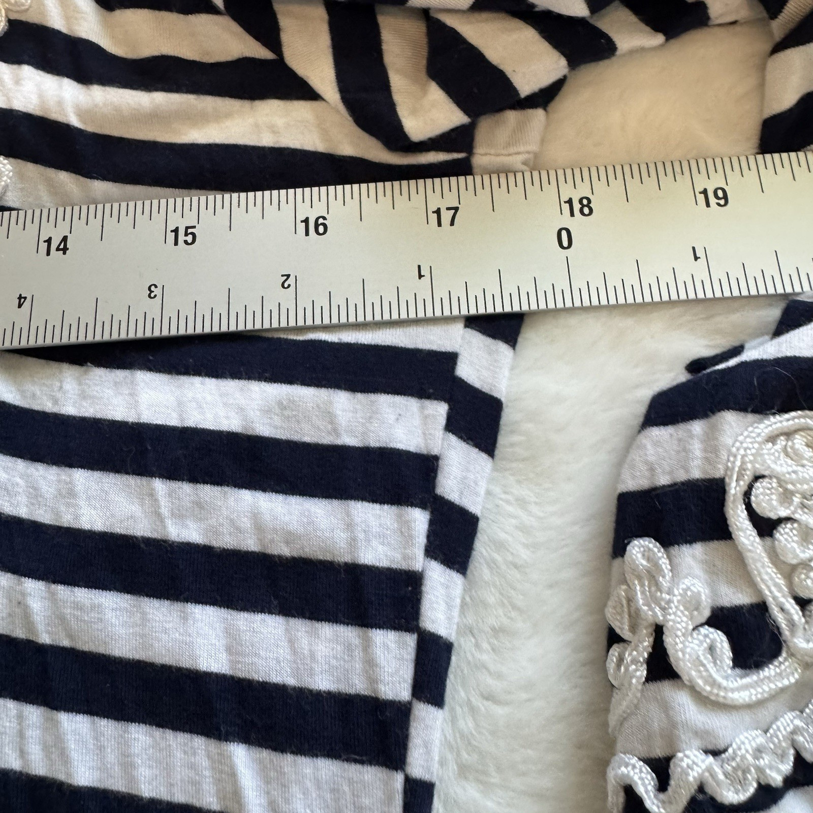 V Cristina Women’s Large Navy White Striped Embroidered Tunic Top