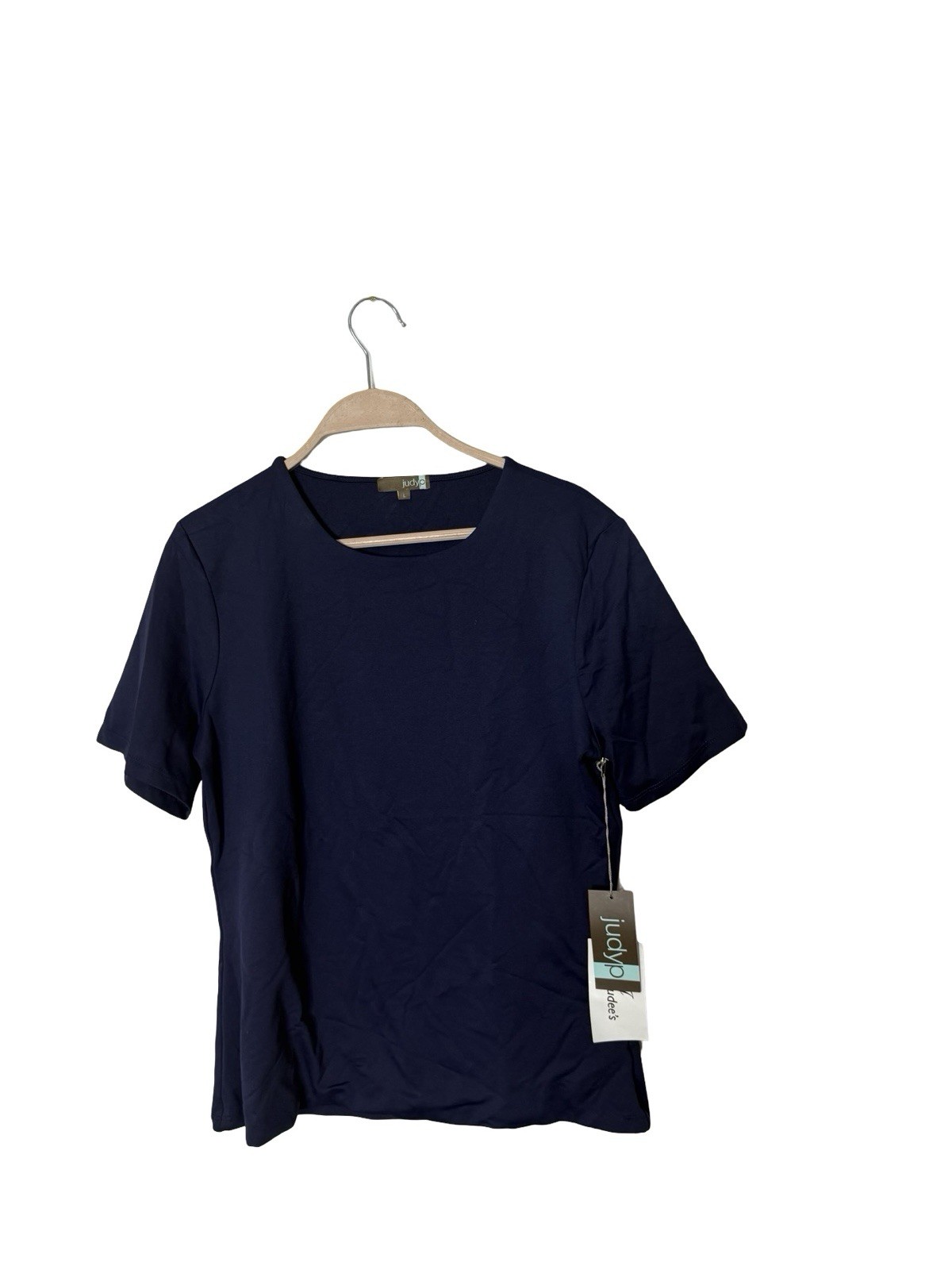 Judy P – JEWEL NECK SHORT SLEEVE size large Blue NEW