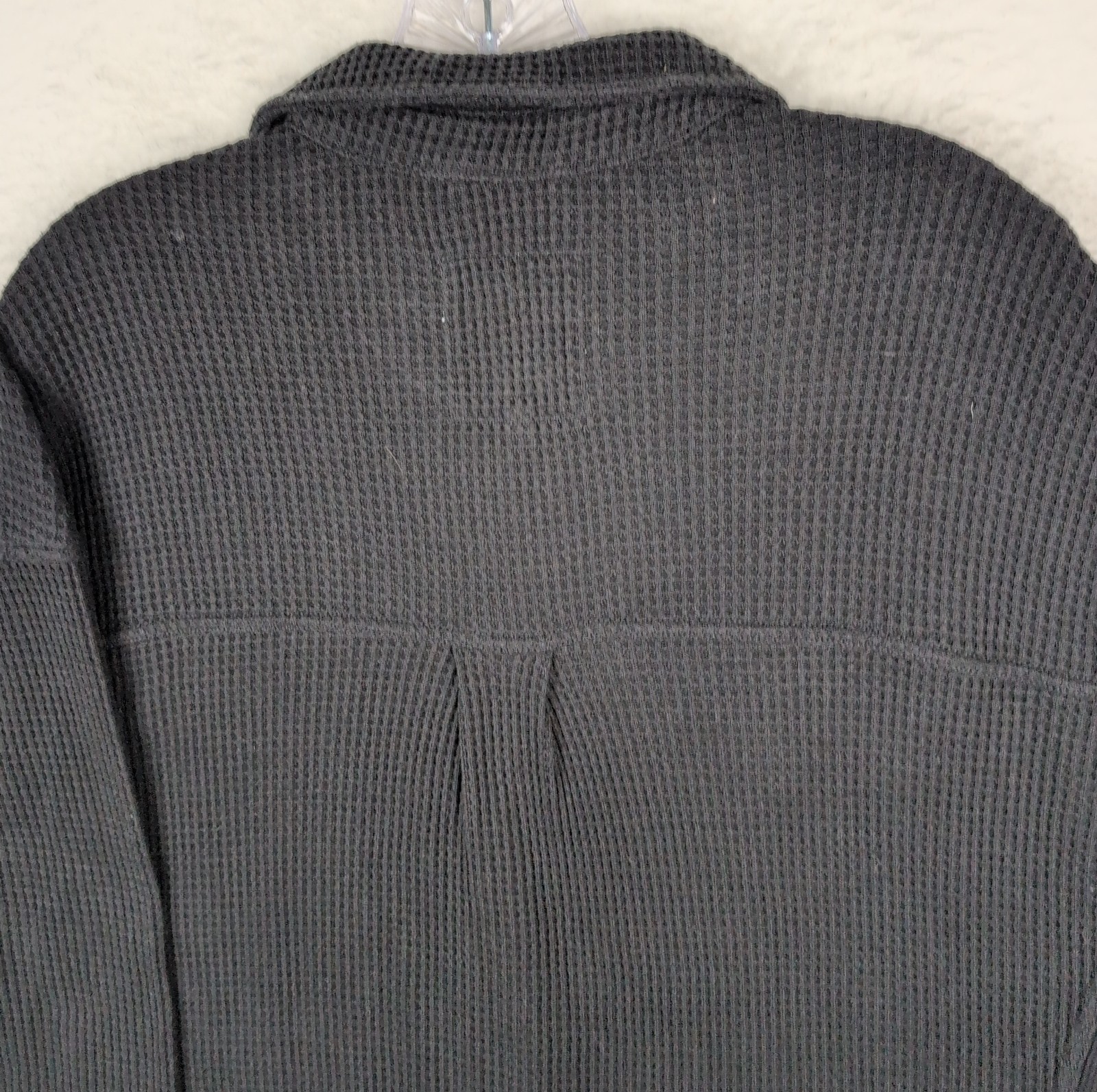 Aerie LumberJane Waffle Shirt Sz Medium Shacket Oversized Button Up Black