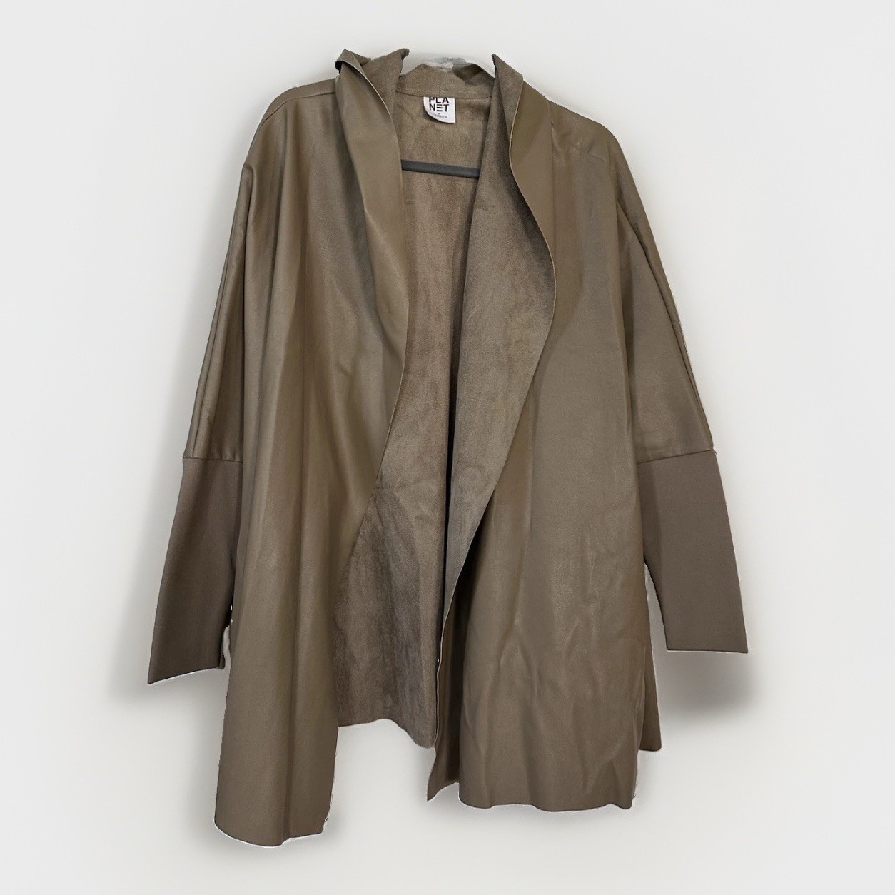 PLANET Grossman Vegan Leather Opera Coat – Tan One Size