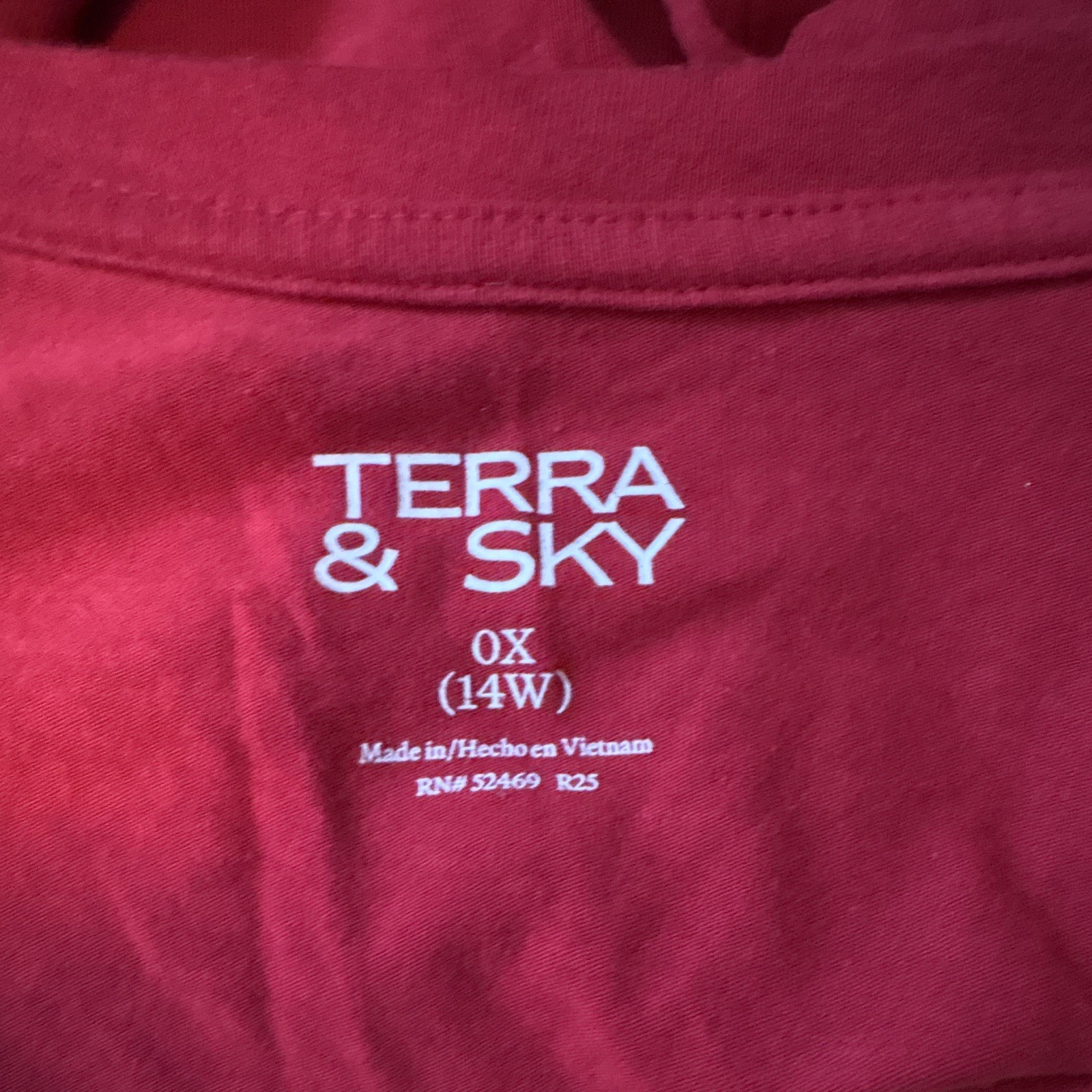 Terra & Sky Plus 0X 14W Red Wrap V-Neck Long Sleeve Stretch Jersey Top