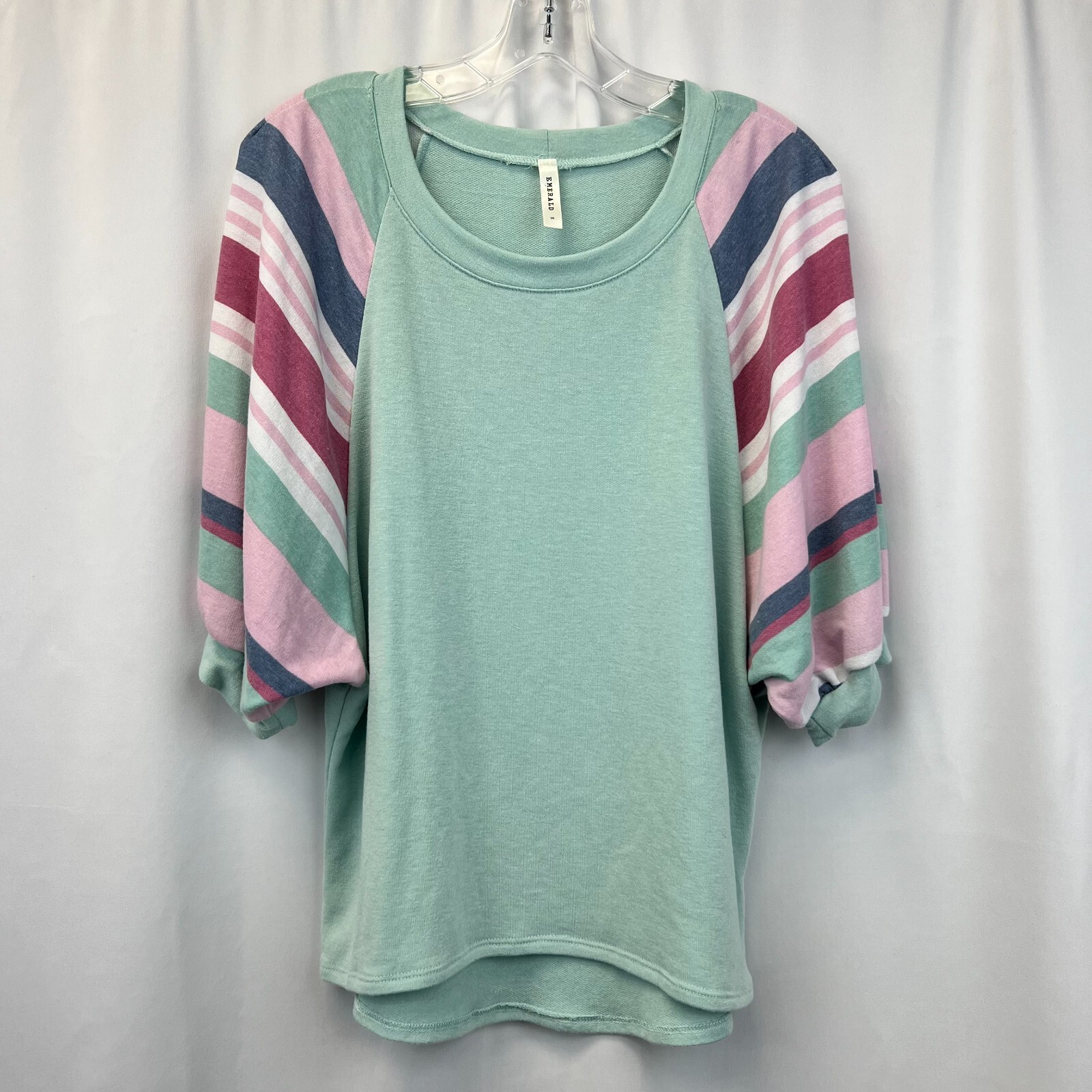 Emerald Womens Multicolor Regular Fit 3/4 Sleeve Round Neck Blouse Top Size S