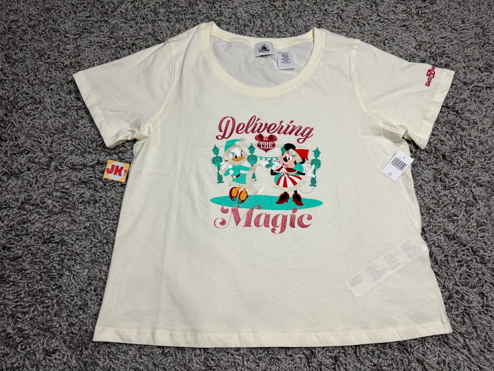 NEW Disney Shirt Womens Medium Beige Minnie Mouse Daisy Christmas Magic WDW