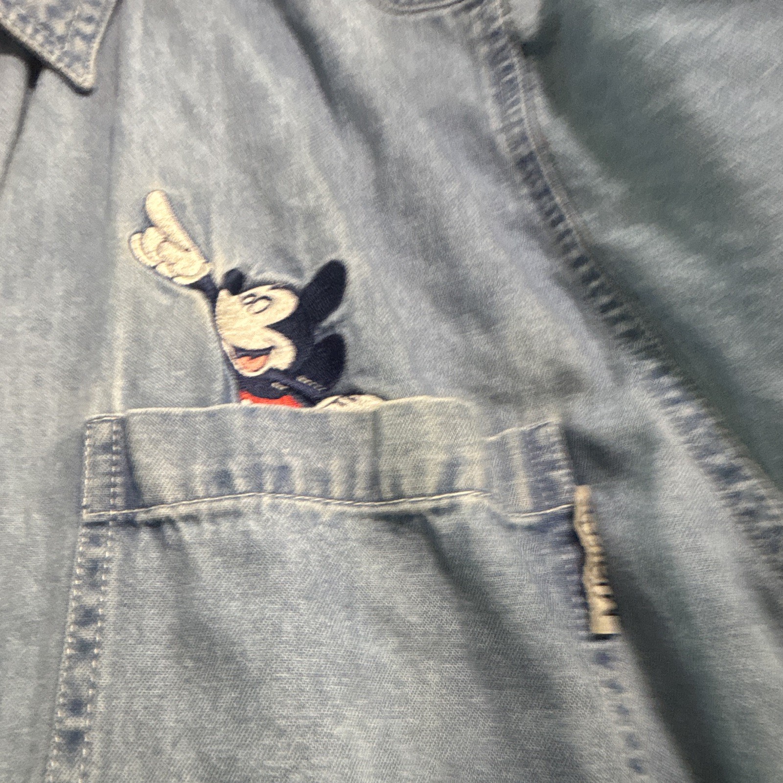 Mickey Unlimited Women’s Blue Denim Button-Up Mickey Mouse Embroidered 20W